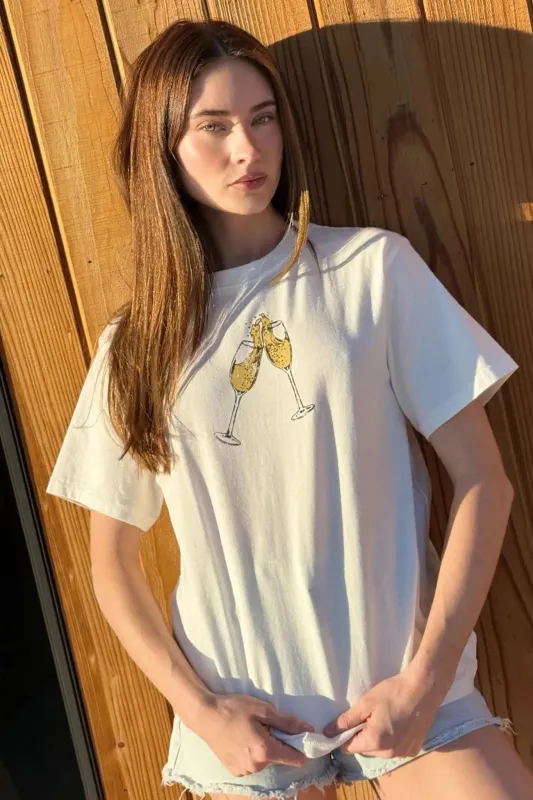 Champagne Toast Vintage-Print Graphic Tee sold by Promesa