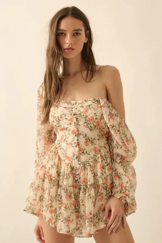 Graceful Garden Floral Chiffon Tiered Romper Dress made by Promesa