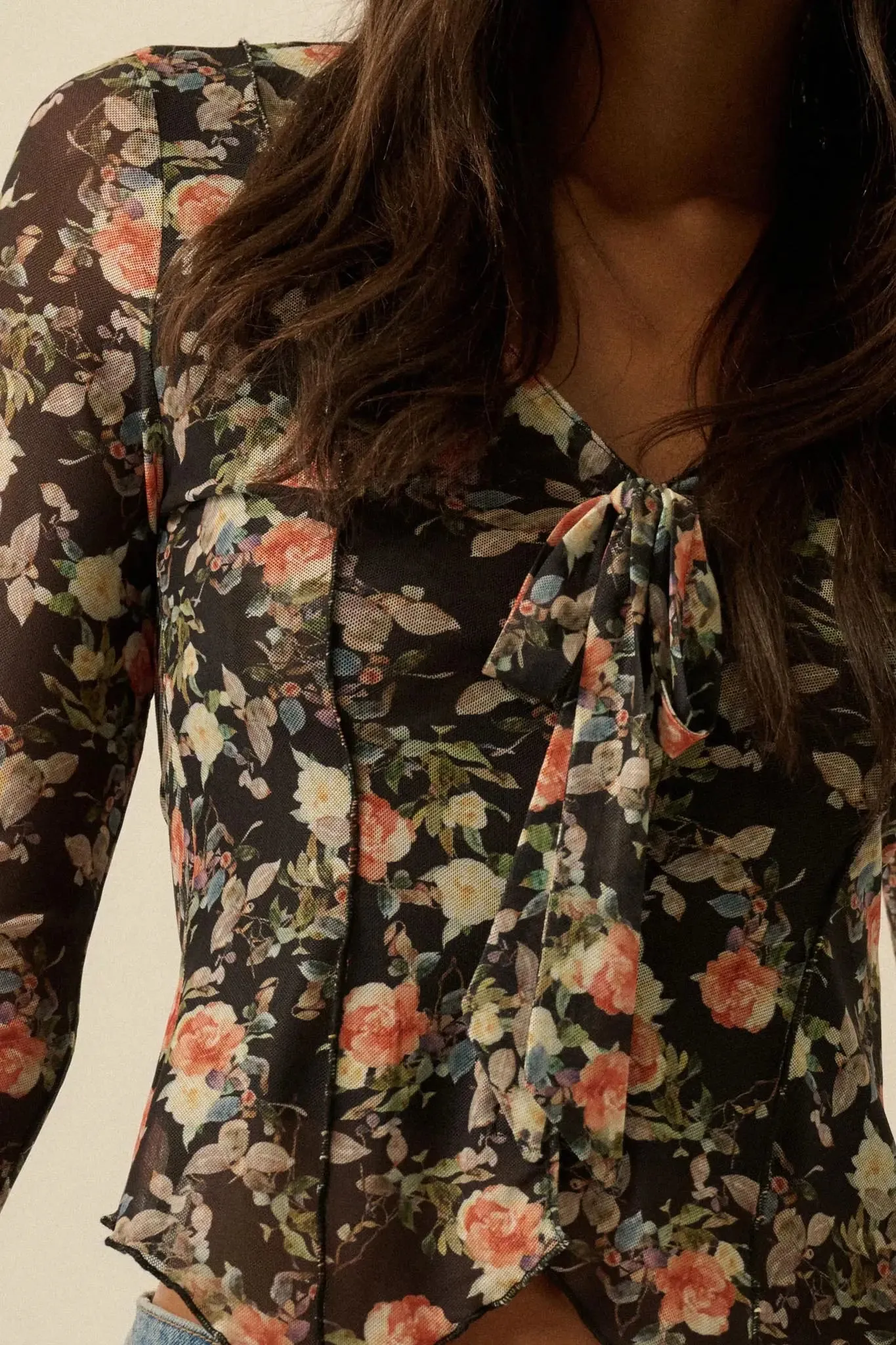 Garden Beauty Floral Mesh Bell-Sleeve Top sold by Promesa product image thumbnail 4