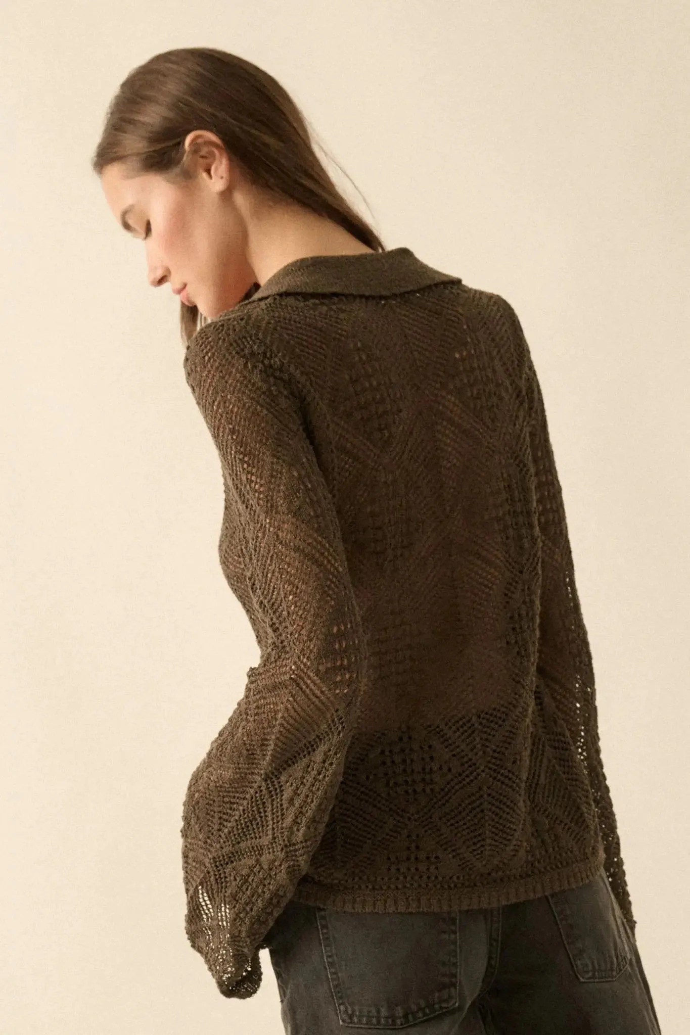 Diamond Dust Geometric Crochet Button-Up Cardigan sold by Promesa product image thumbnail 2