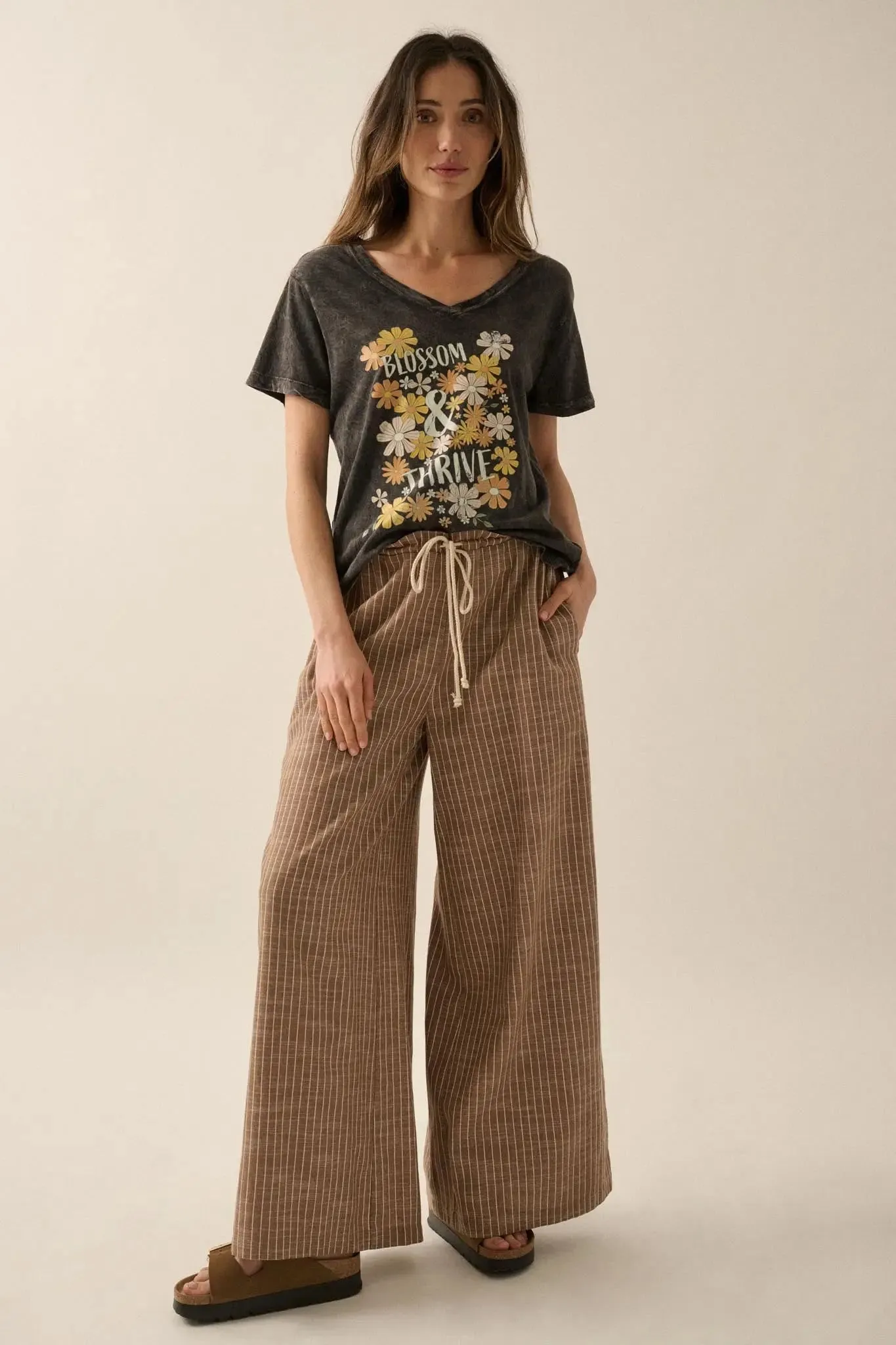 Blossom & Thrive Floral V-Neck Graphic Tee sold by Promesa product image thumbnail 4