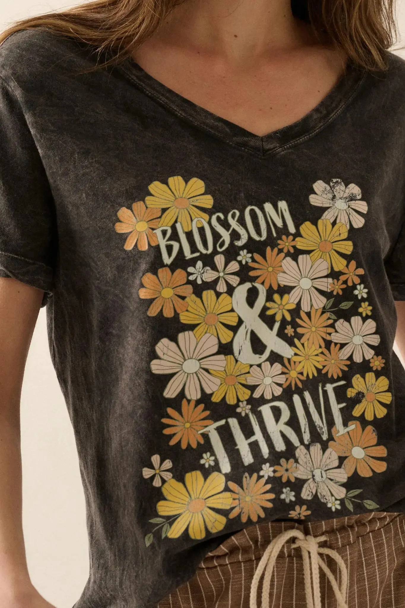 Blossom & Thrive Floral V-Neck Graphic Tee sold by Promesa product image thumbnail 2