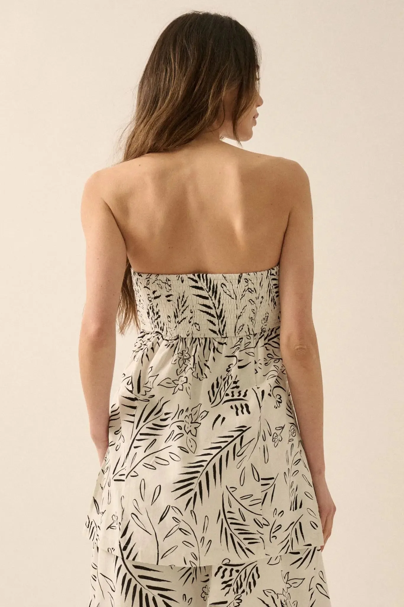 Painted Petals Floral Strapless Tunic Top sold by Promesa product image thumbnail 2