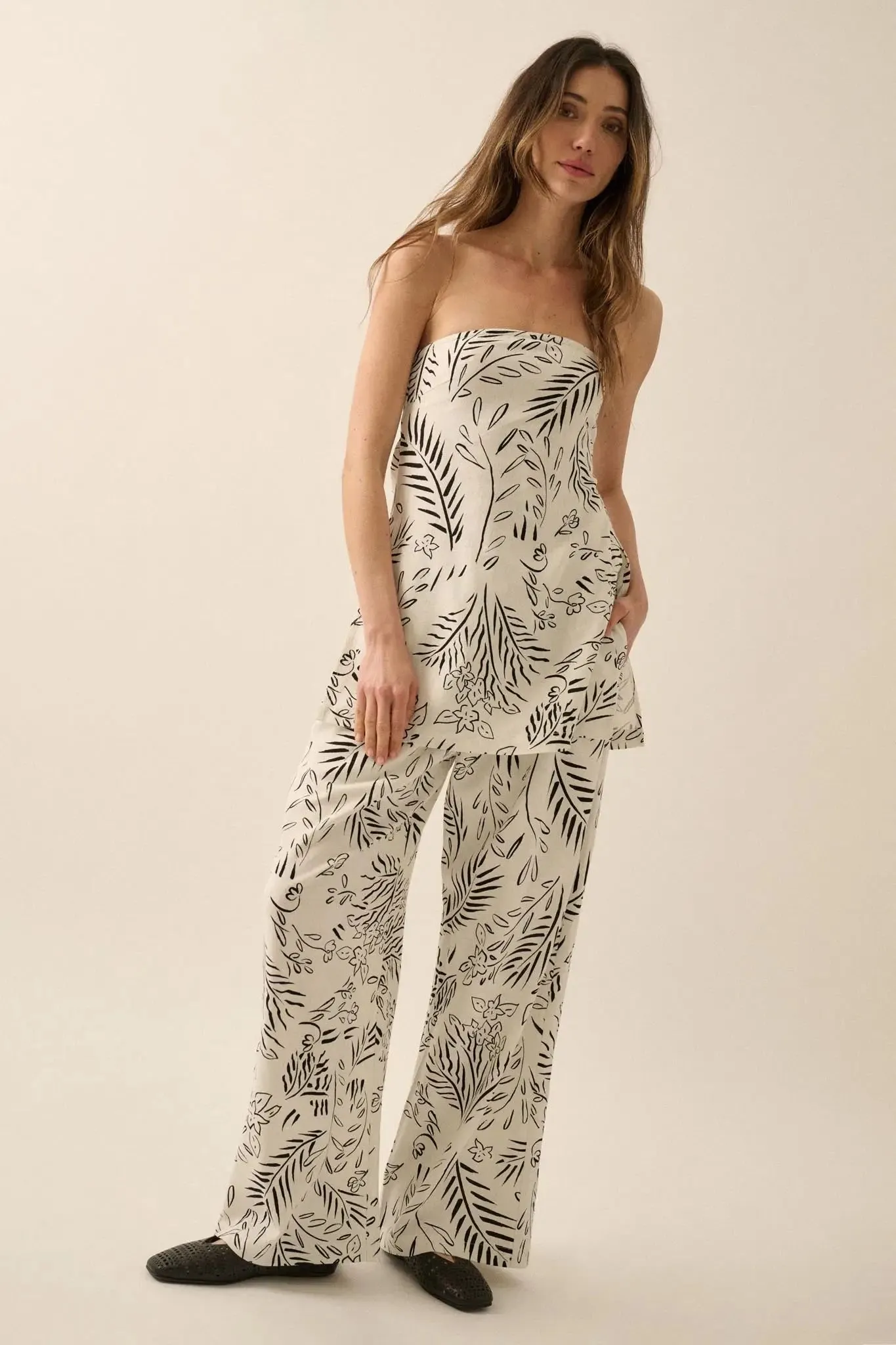 Painted Petals Floral Strapless Tunic Top sold by Promesa product image thumbnail 5