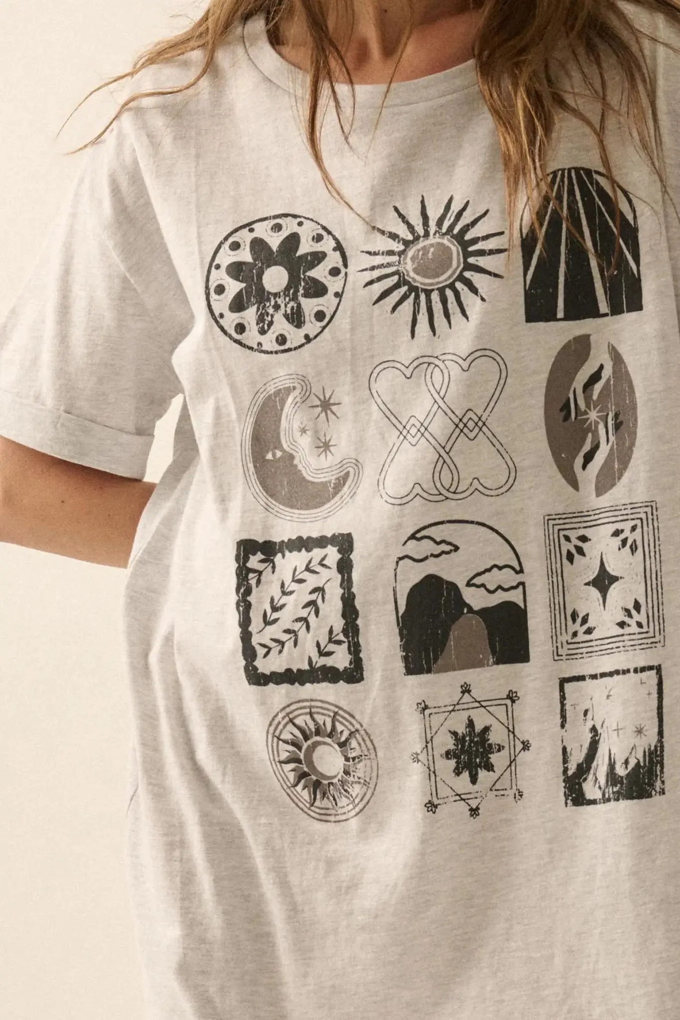 Symbology Vintage-Print Oversize Graphic Tee sold by Promesa product image thumbnail 2