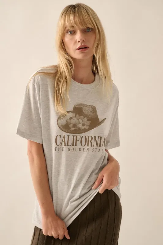 California Cowboy Hat Heather Western Graphic Tee sold by Promesa