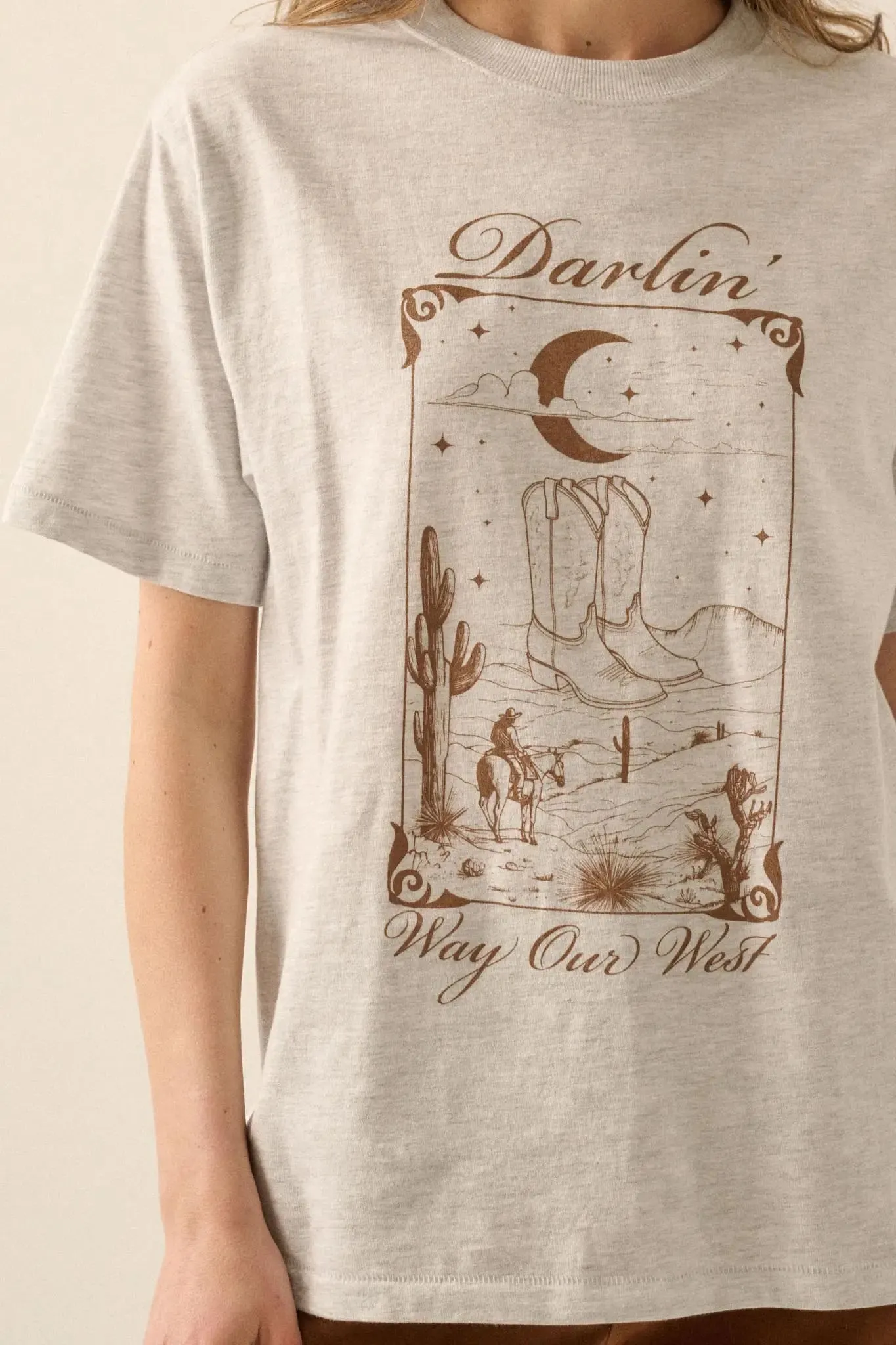 Darlin' Way Out West Heather Western Graphic Tee sold by Promesa product image thumbnail 2