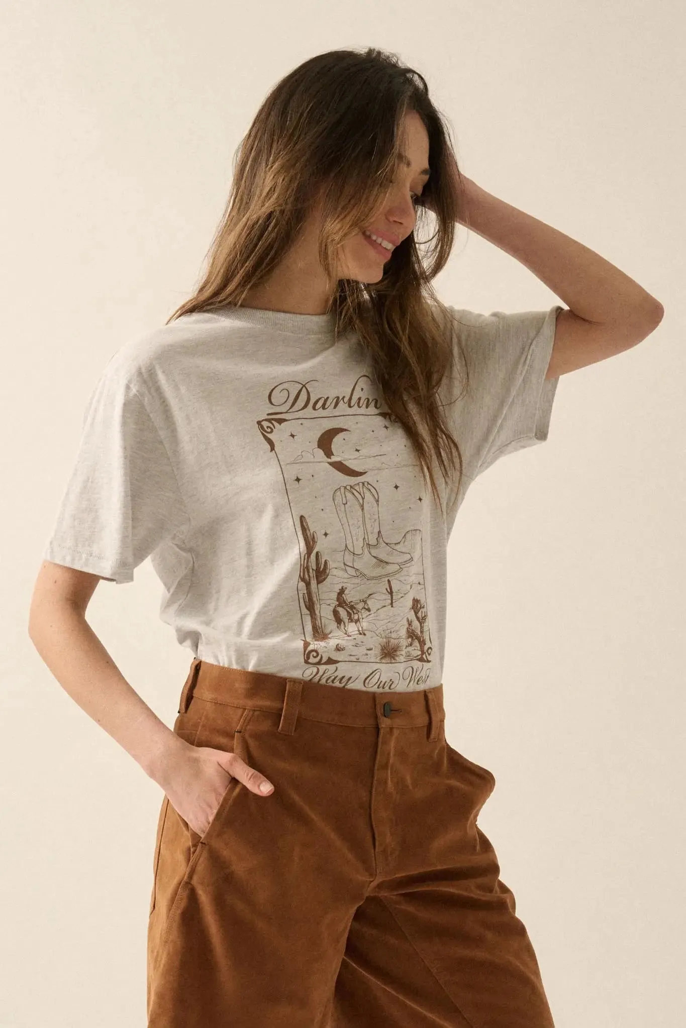 Darlin' Way Out West Heather Western Graphic Tee sold by Promesa product image thumbnail 5
