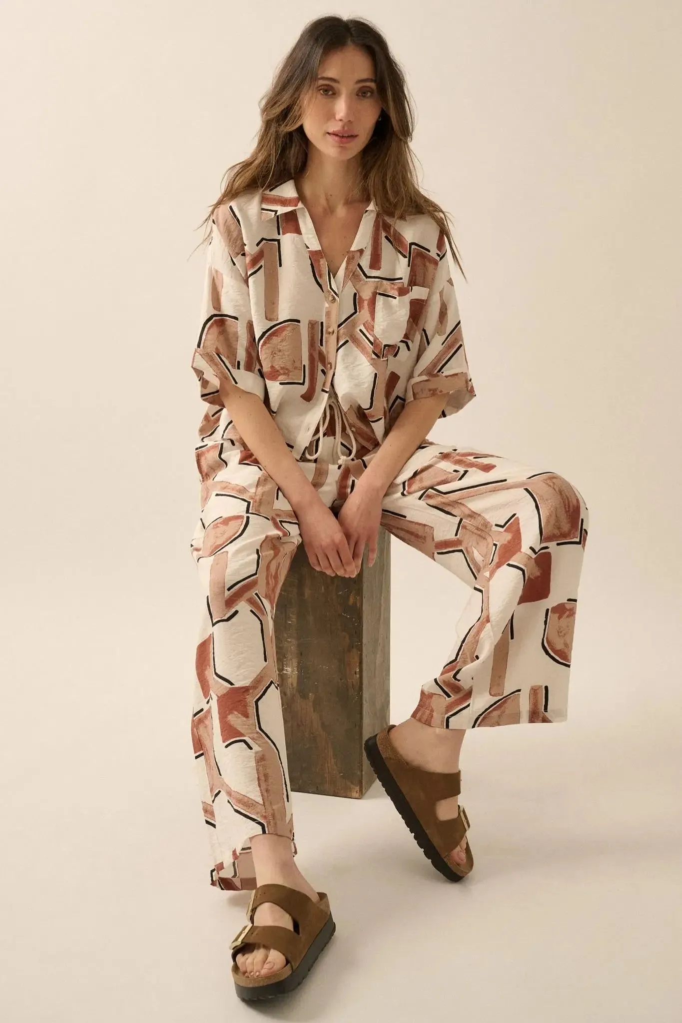 Timeless Journey Abstract-Print Wide-Leg Pants sold by Promesa product image thumbnail 4