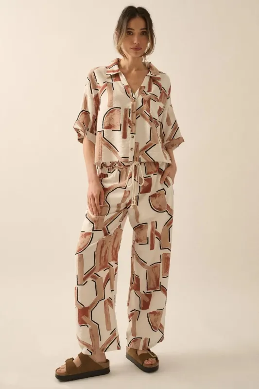 Timeless Journey Abstract-Print Wide-Leg Pants sold by Promesa