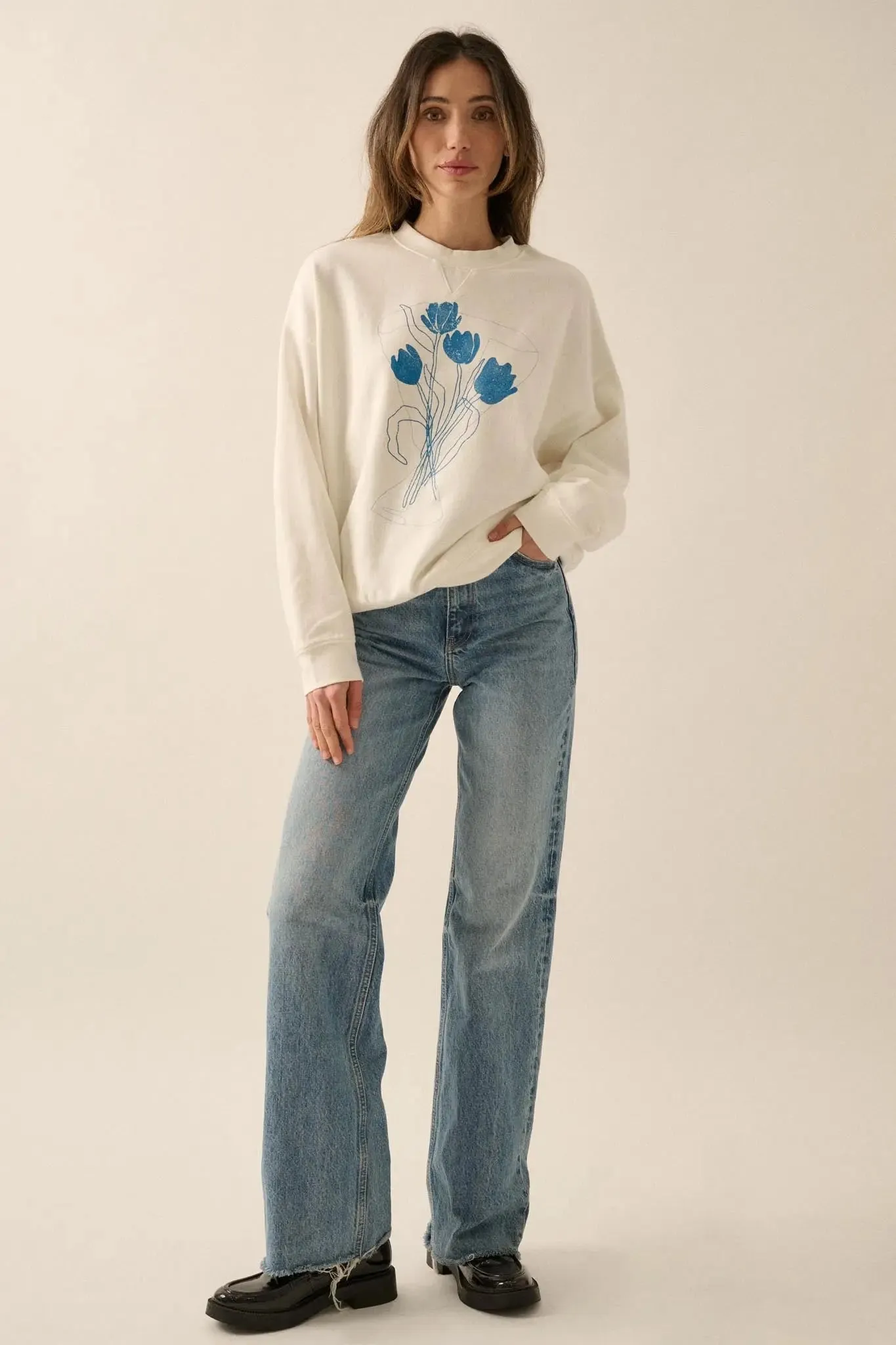 Blue Bouquet Vintage-Print Graphic Sweatshirt sold by Promesa product image thumbnail 3