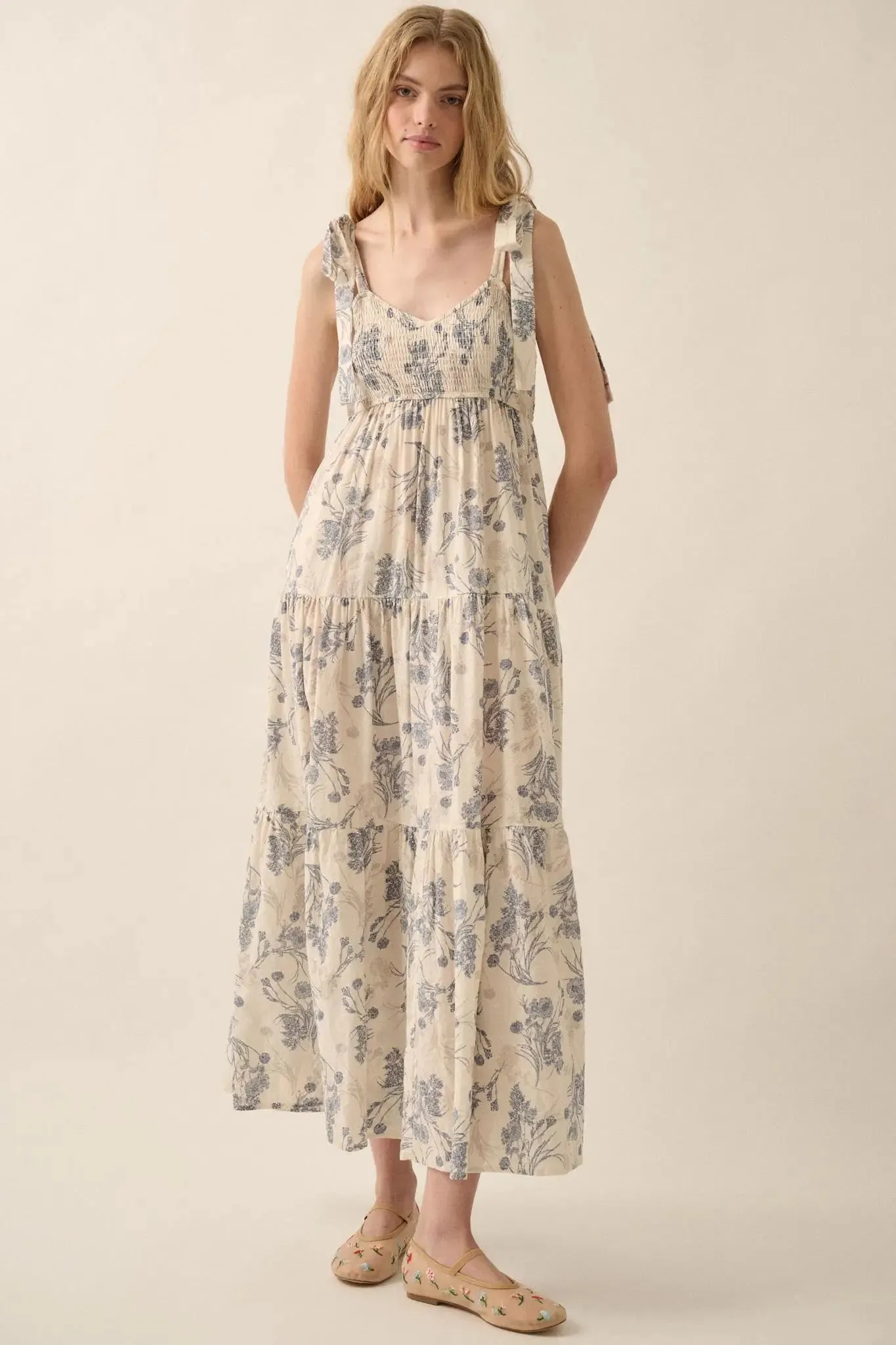 Sentimental Beauty Floral Tiered Ruffle Maxi Dress sold by Promesa product image thumbnail 4
