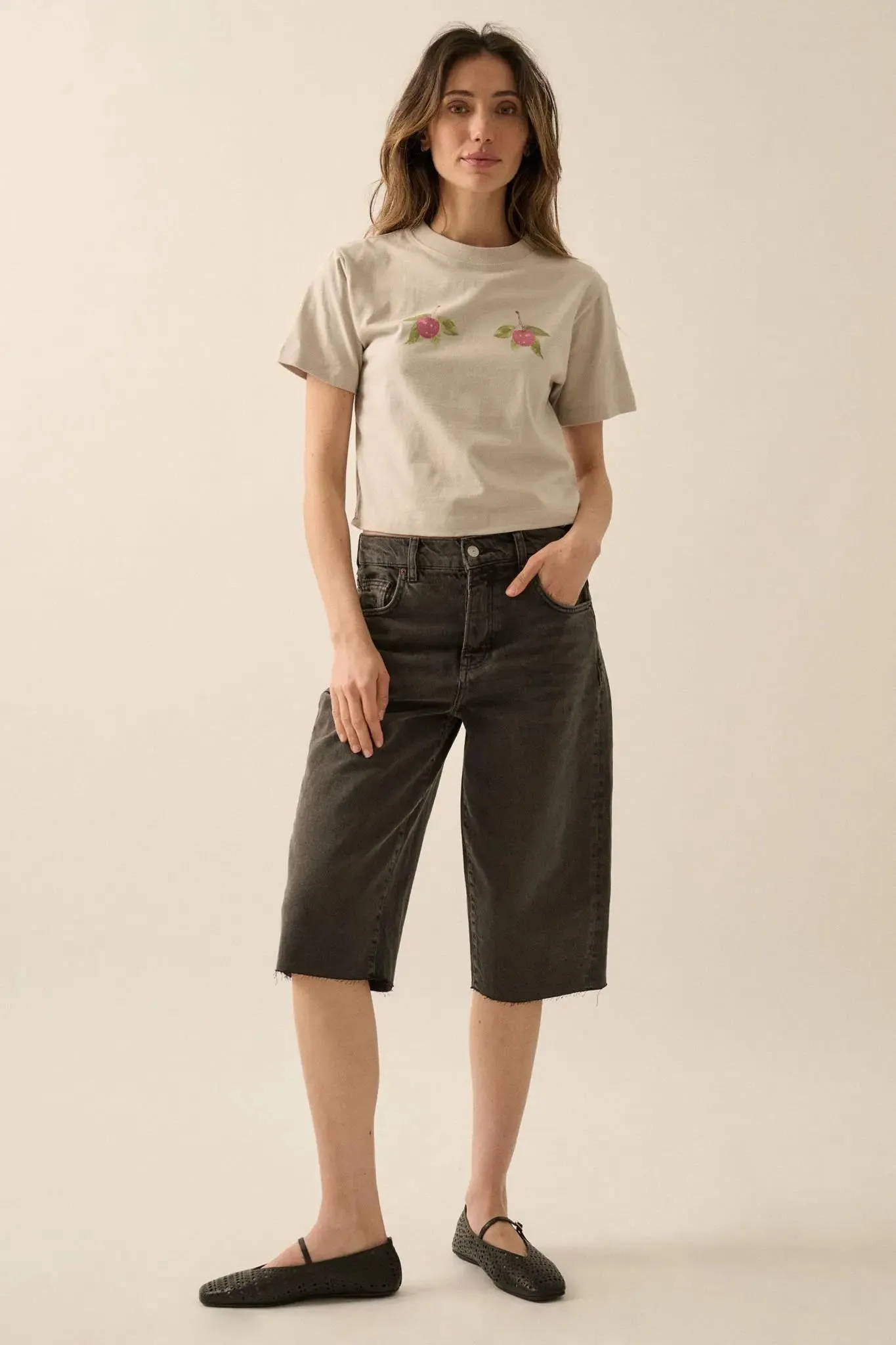 Wild Cherries Garment-Dyed Cropped Graphic Tee sold by Promesa product image thumbnail 4