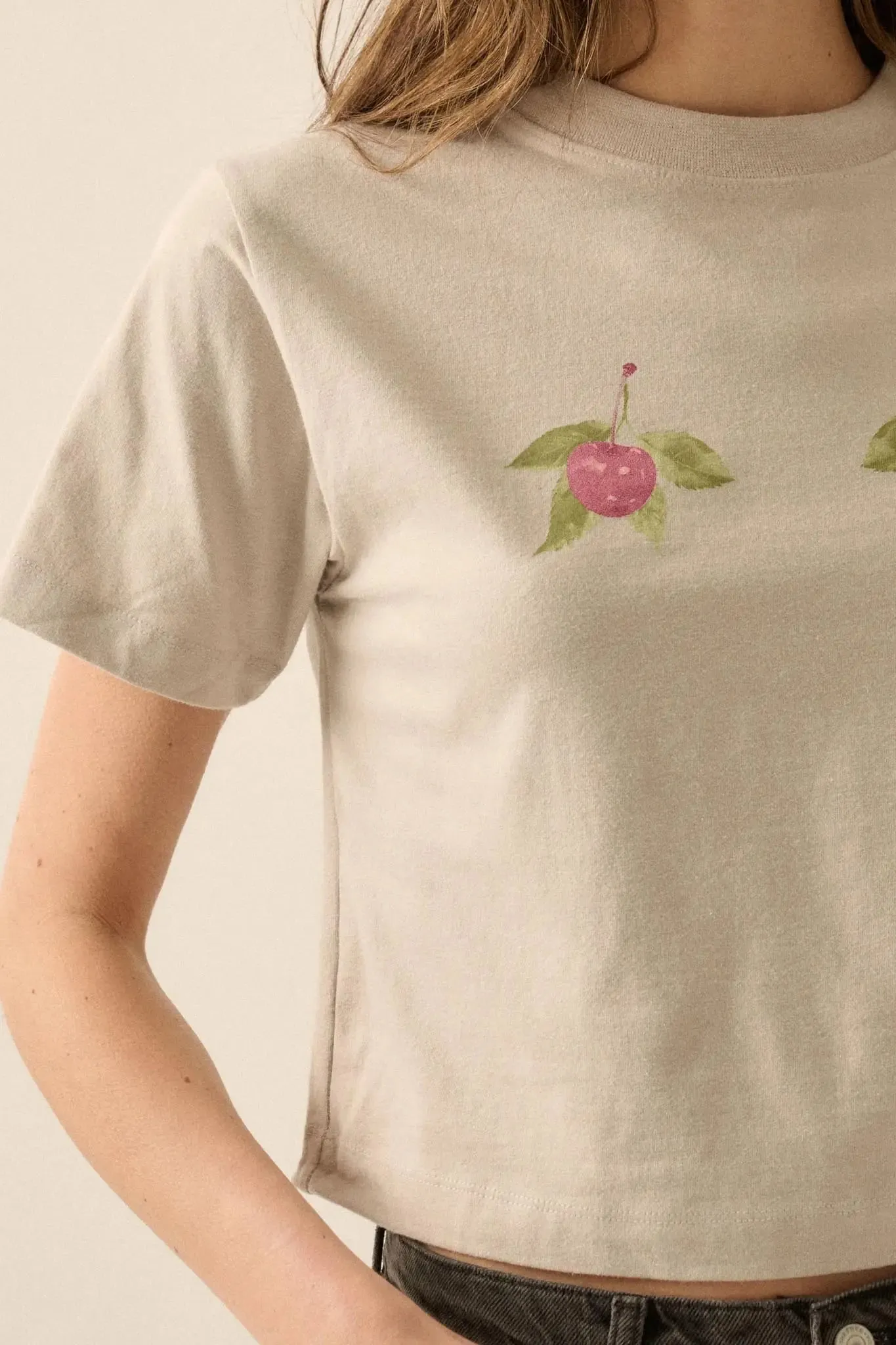 Wild Cherries Garment-Dyed Cropped Graphic Tee sold by Promesa product image thumbnail 2