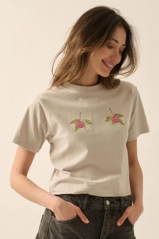 Wild Cherries Garment-Dyed Cropped Graphic Tee sold by Promesa