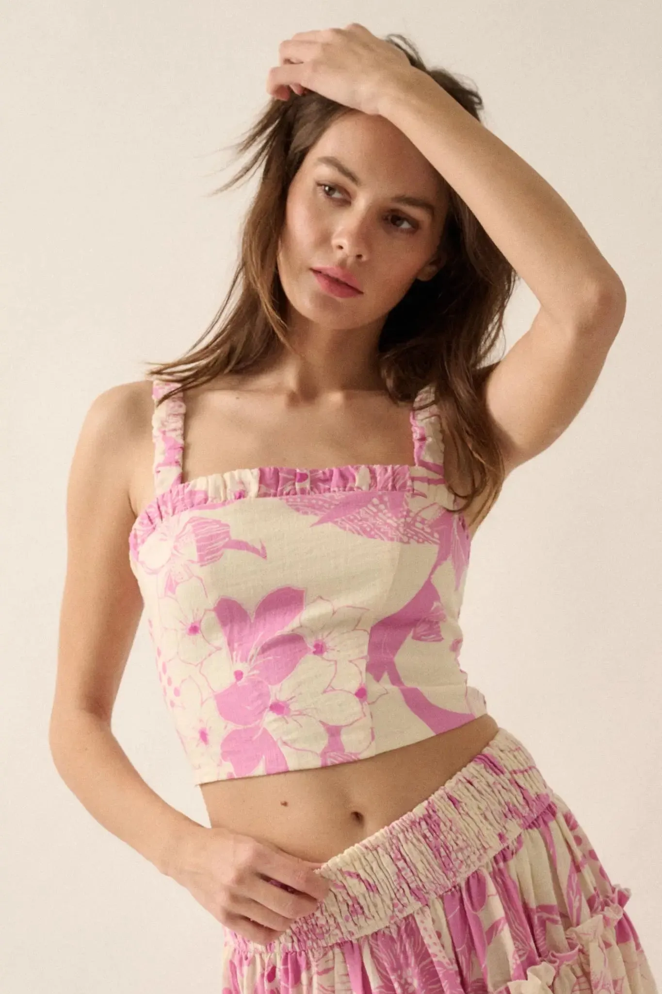 Tropical Treat Floral Cropped Cami Top sold by Promesa product image thumbnail 3