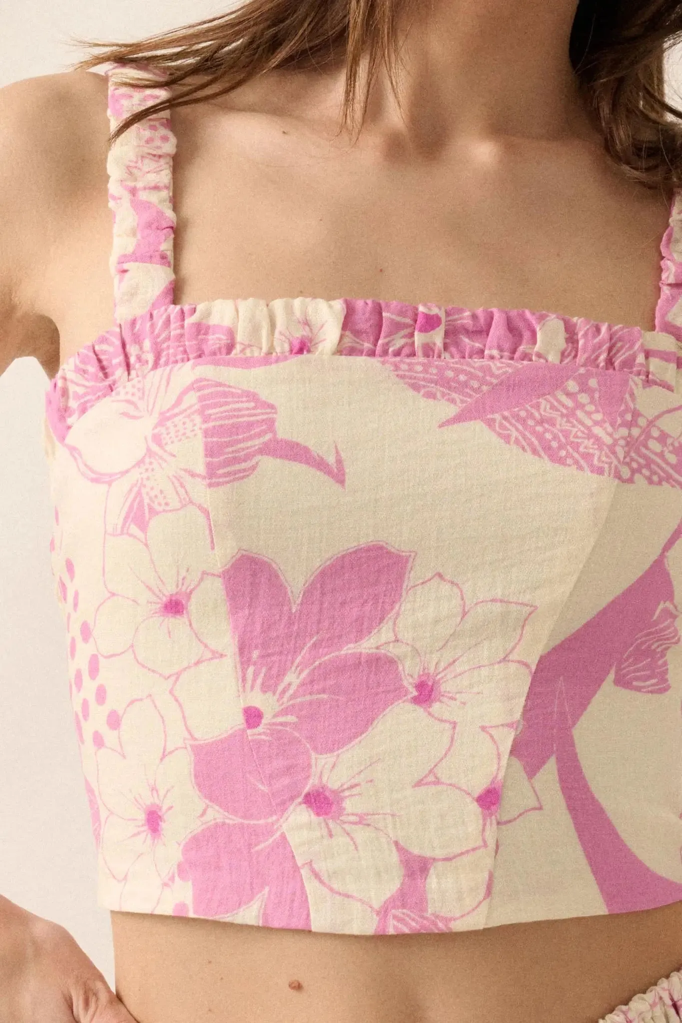 Tropical Treat Floral Cropped Cami Top sold by Promesa product image thumbnail 4