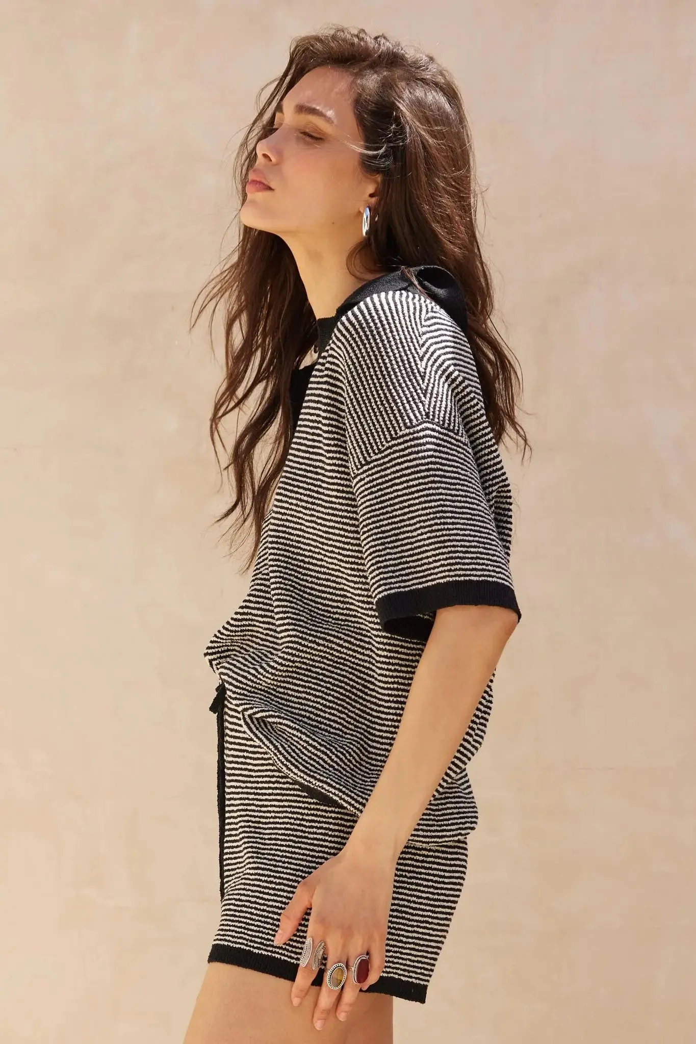 Days of Joy Striped Short-Sleeve Polo Sweater sold by Promesa product image thumbnail 5