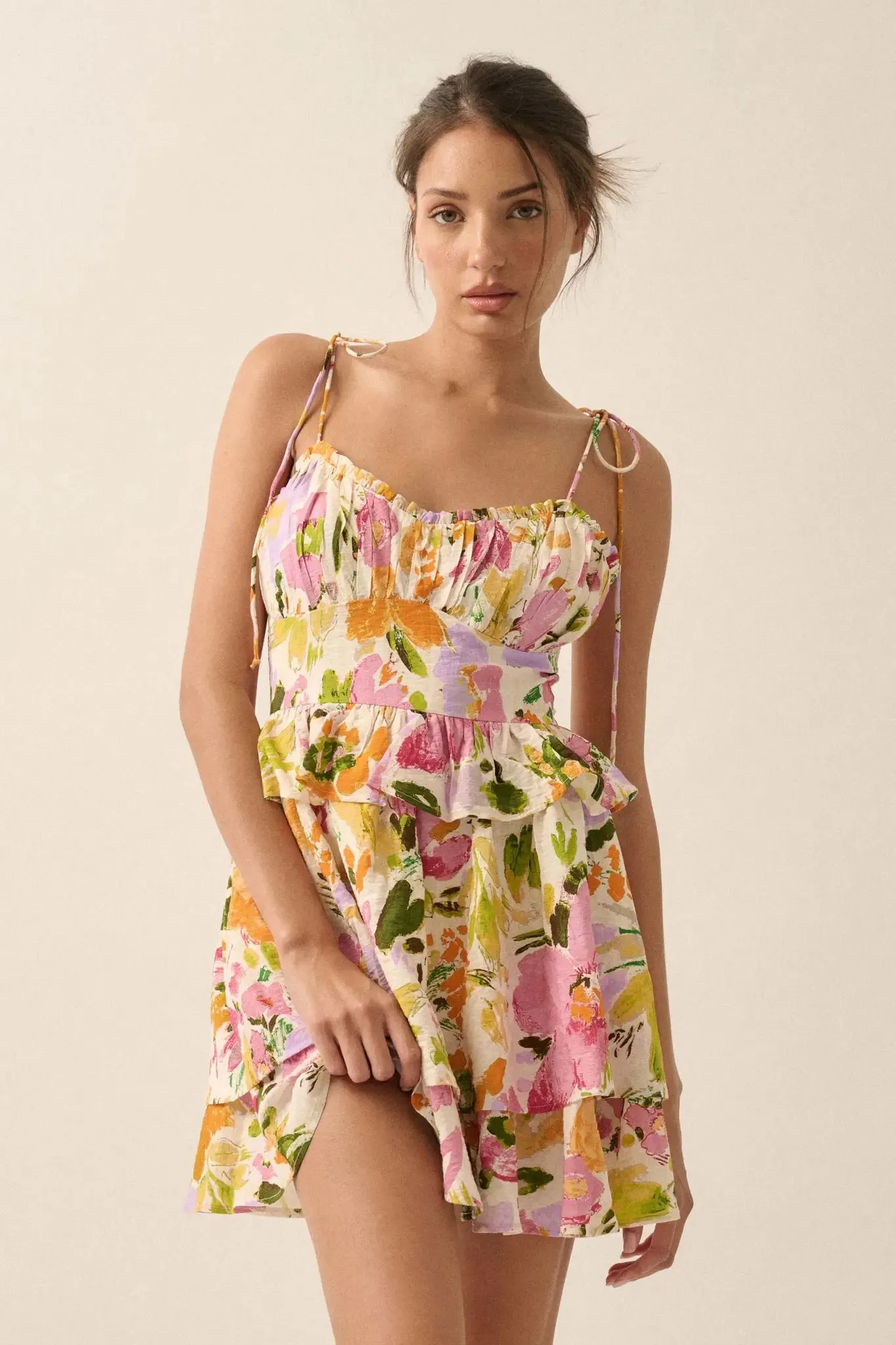 Delightful Dawn Floral Tiered Ruffle Mini Dress sold by Promesa product image thumbnail 2