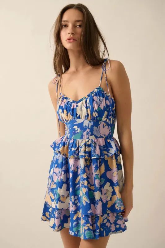 Delightful Dawn Floral Tiered Ruffle Mini Dress sold by Promesa