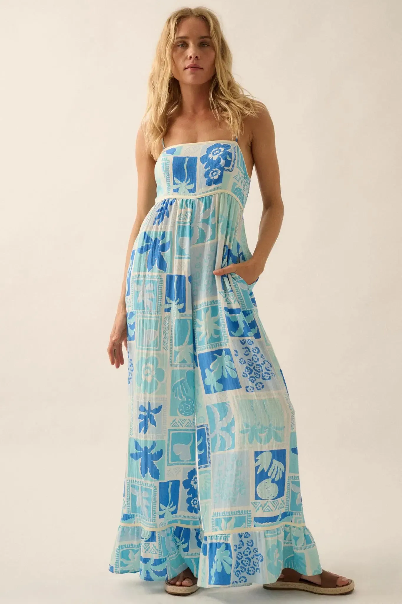 Escape Plan Tropical Floral Ruffle-Hem Jumpsuit sold by Promesa product image thumbnail 4