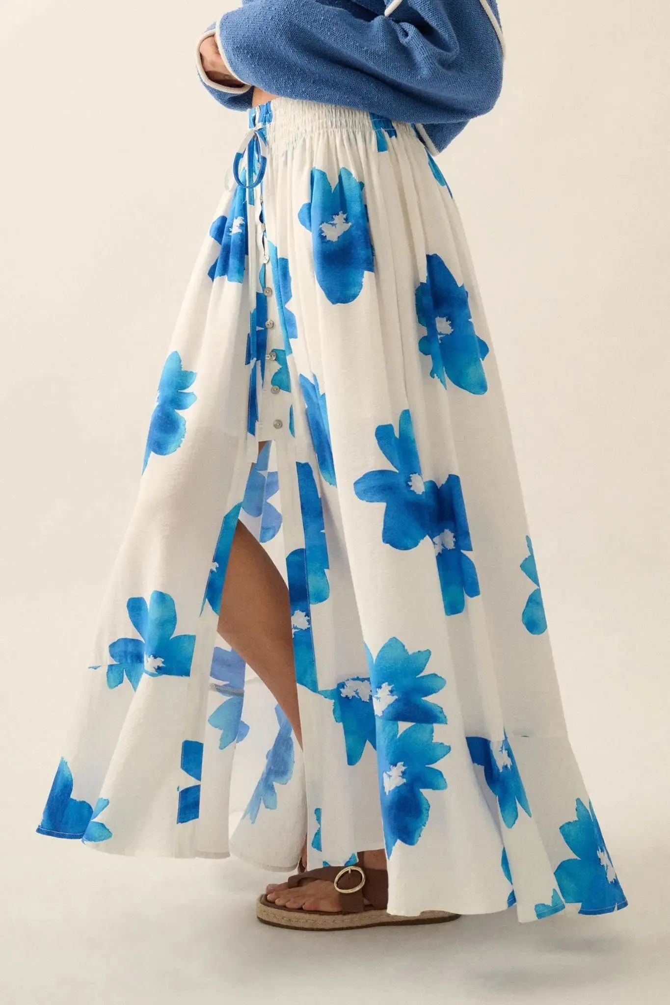 Blossoming Beauty Floral Button-Front Maxi Skirt sold by Promesa product image thumbnail 5