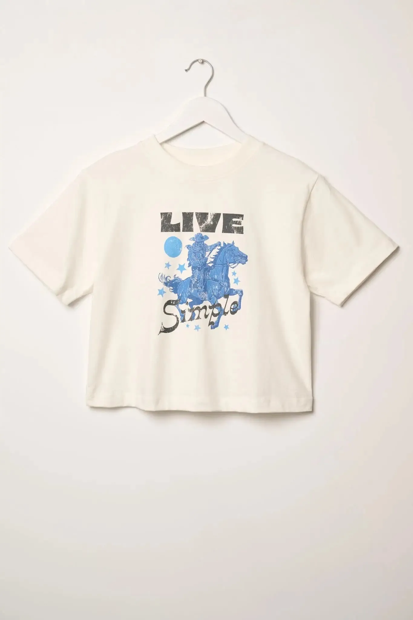 Live Simple Cropped Western Graphic Tee sold by Promesa
