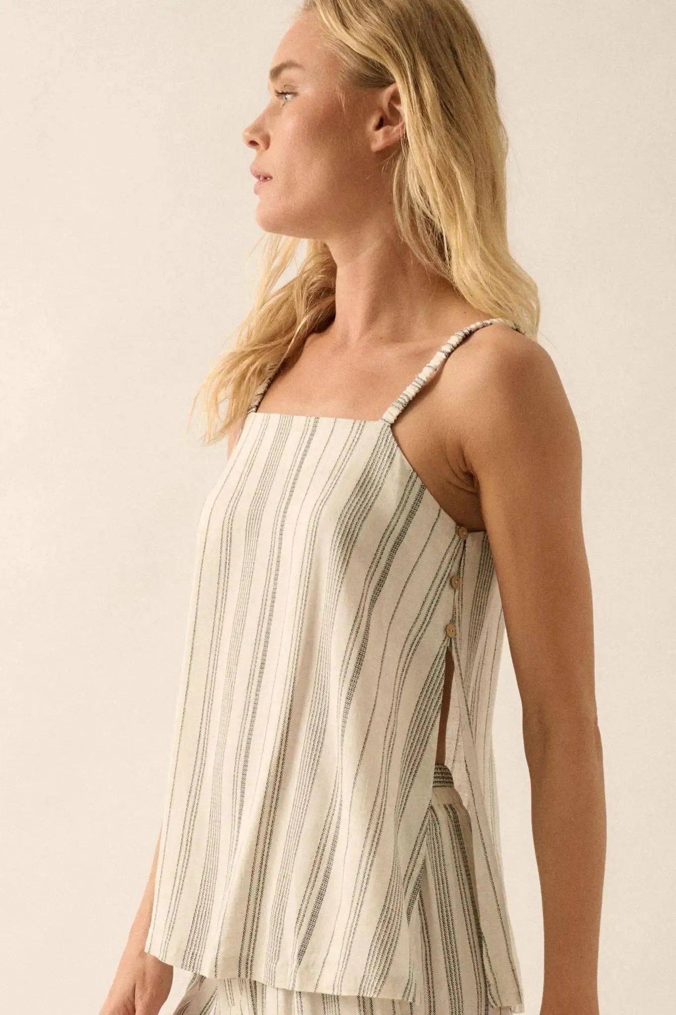 All Along Pinstripe Side-Button A-Line Cami Top sold by Promesa product image thumbnail 2