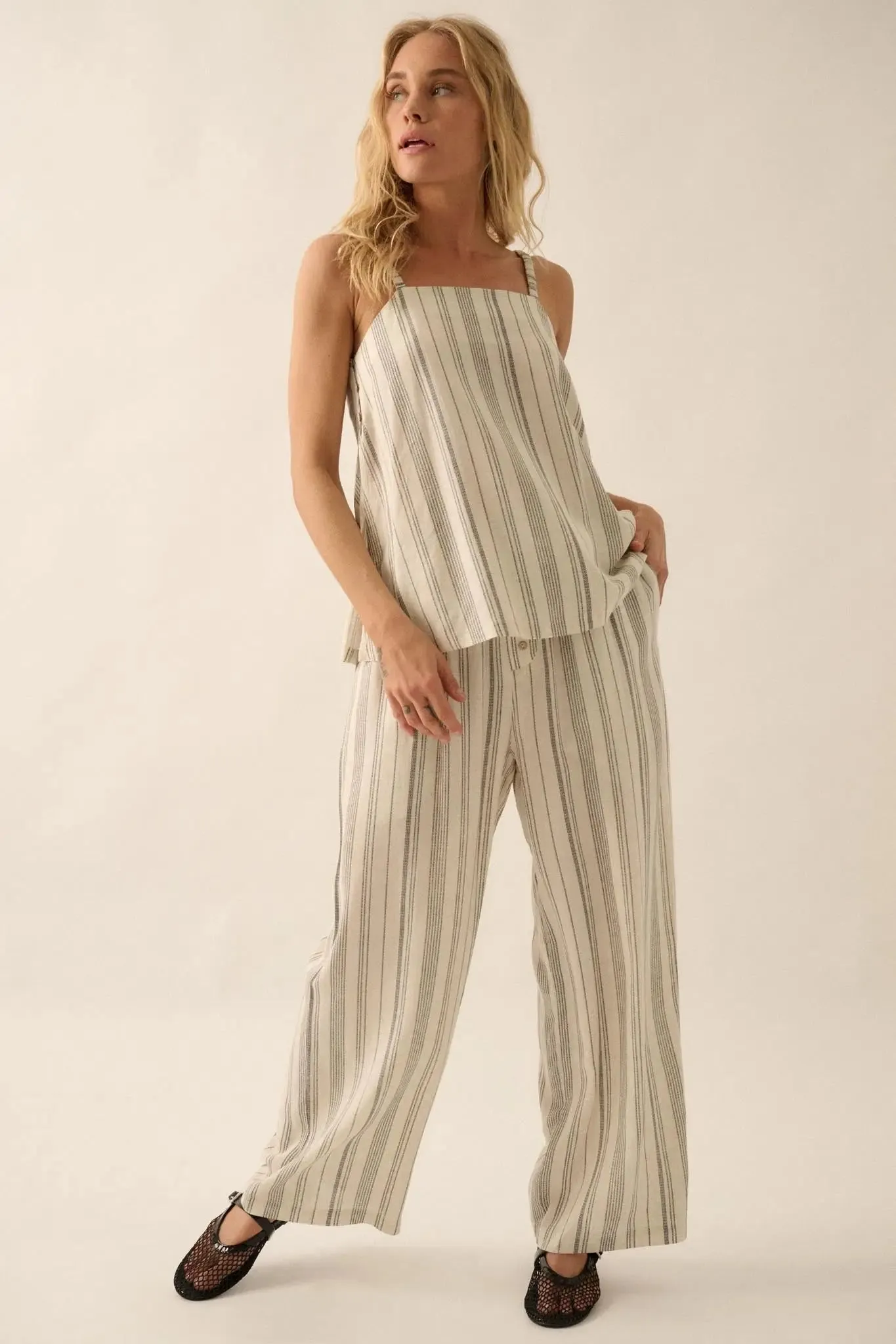 All Along Pinstripe Side-Button A-Line Cami Top sold by Promesa product image thumbnail 3