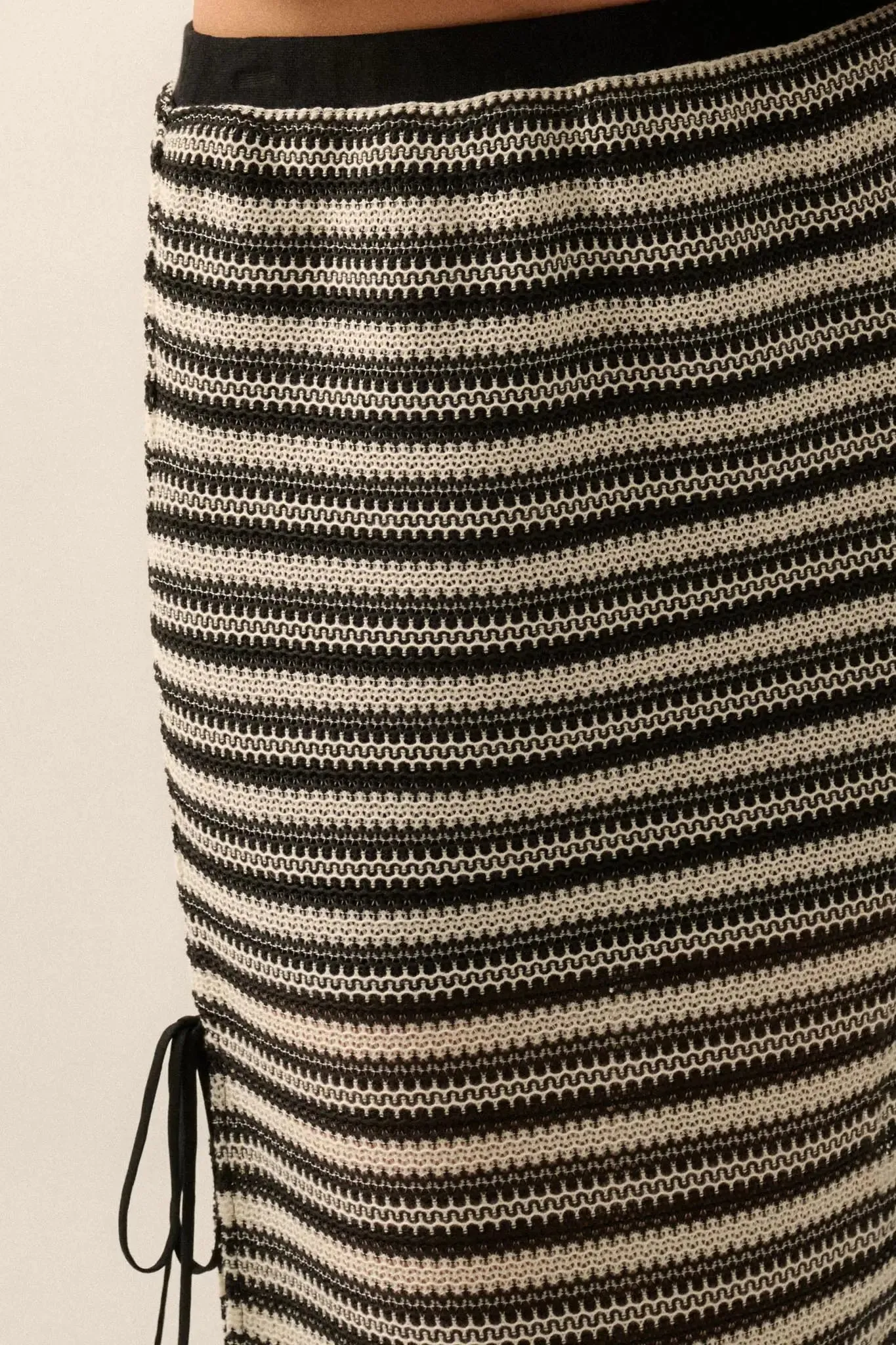 Line of Sight Striped Knit Side-Tie Midi Skirt sold by Promesa product image thumbnail 3
