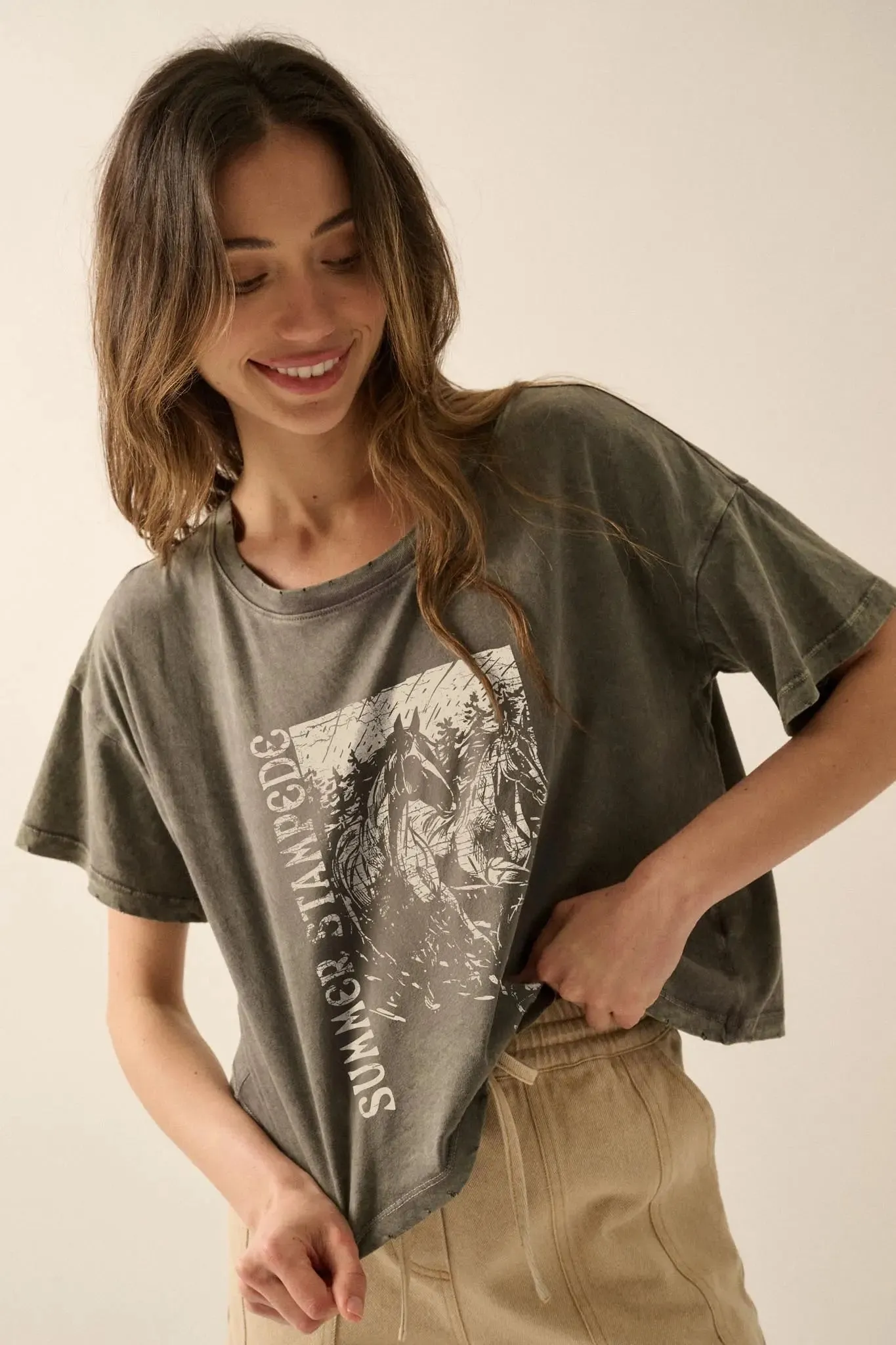 Summer Stampede Cropped Horses Graphic Tee sold by Promesa