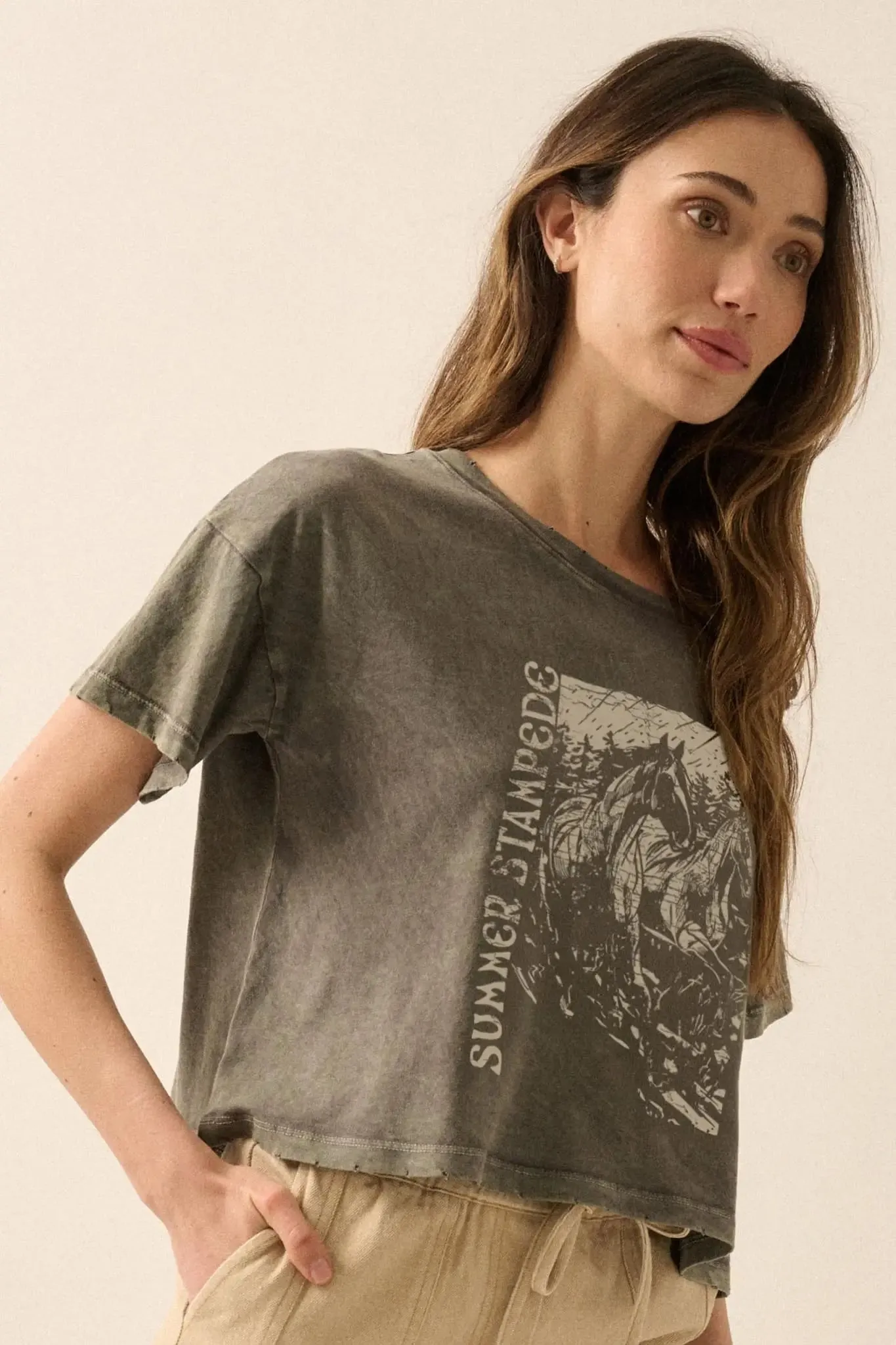Summer Stampede Cropped Horses Graphic Tee sold by Promesa product image thumbnail 5