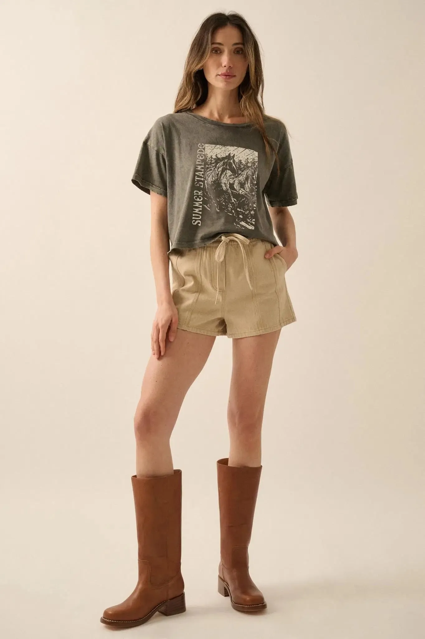 Summer Stampede Cropped Horses Graphic Tee sold by Promesa product image thumbnail 3