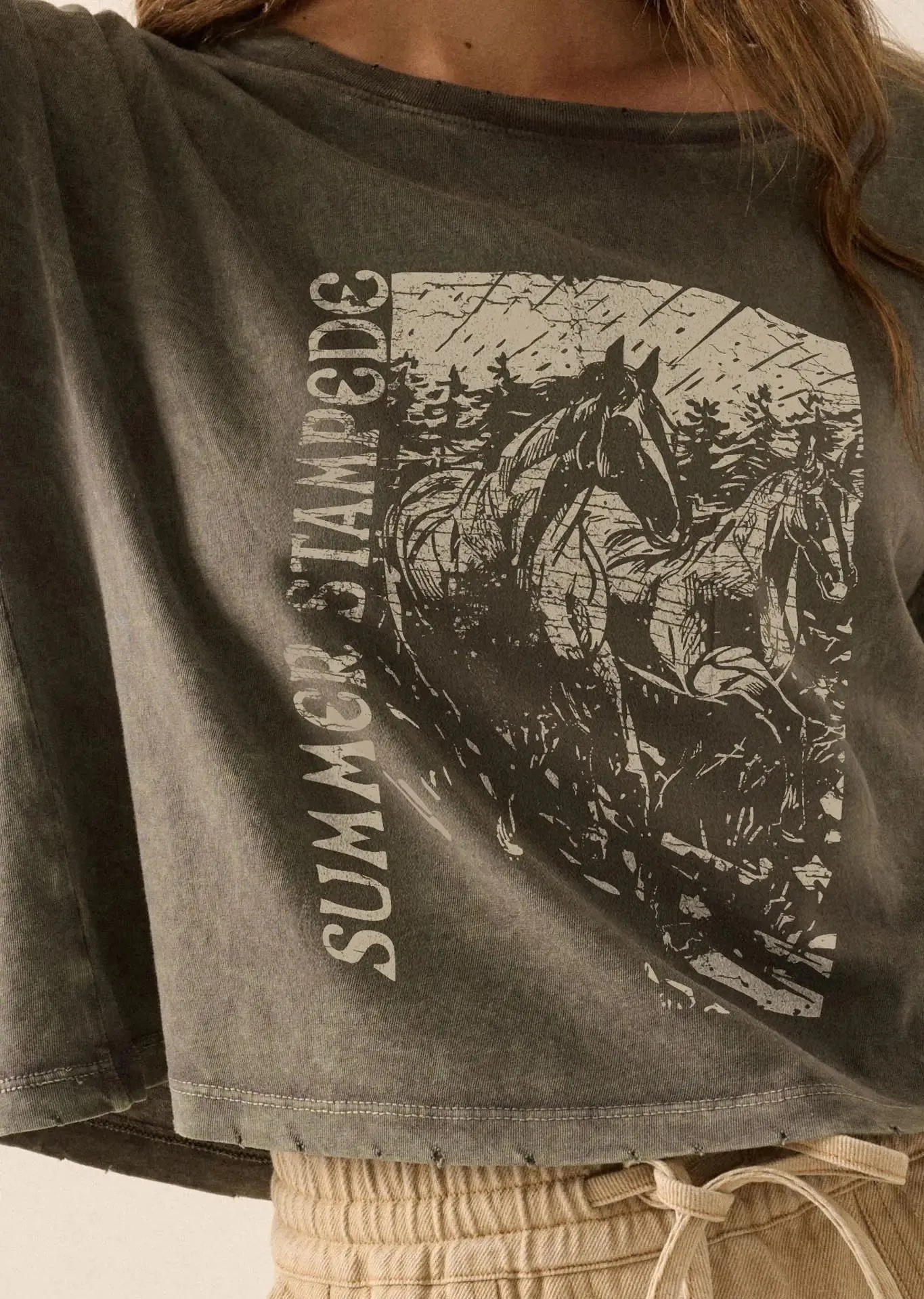 Summer Stampede Cropped Horses Graphic Tee sold by Promesa product image thumbnail 2