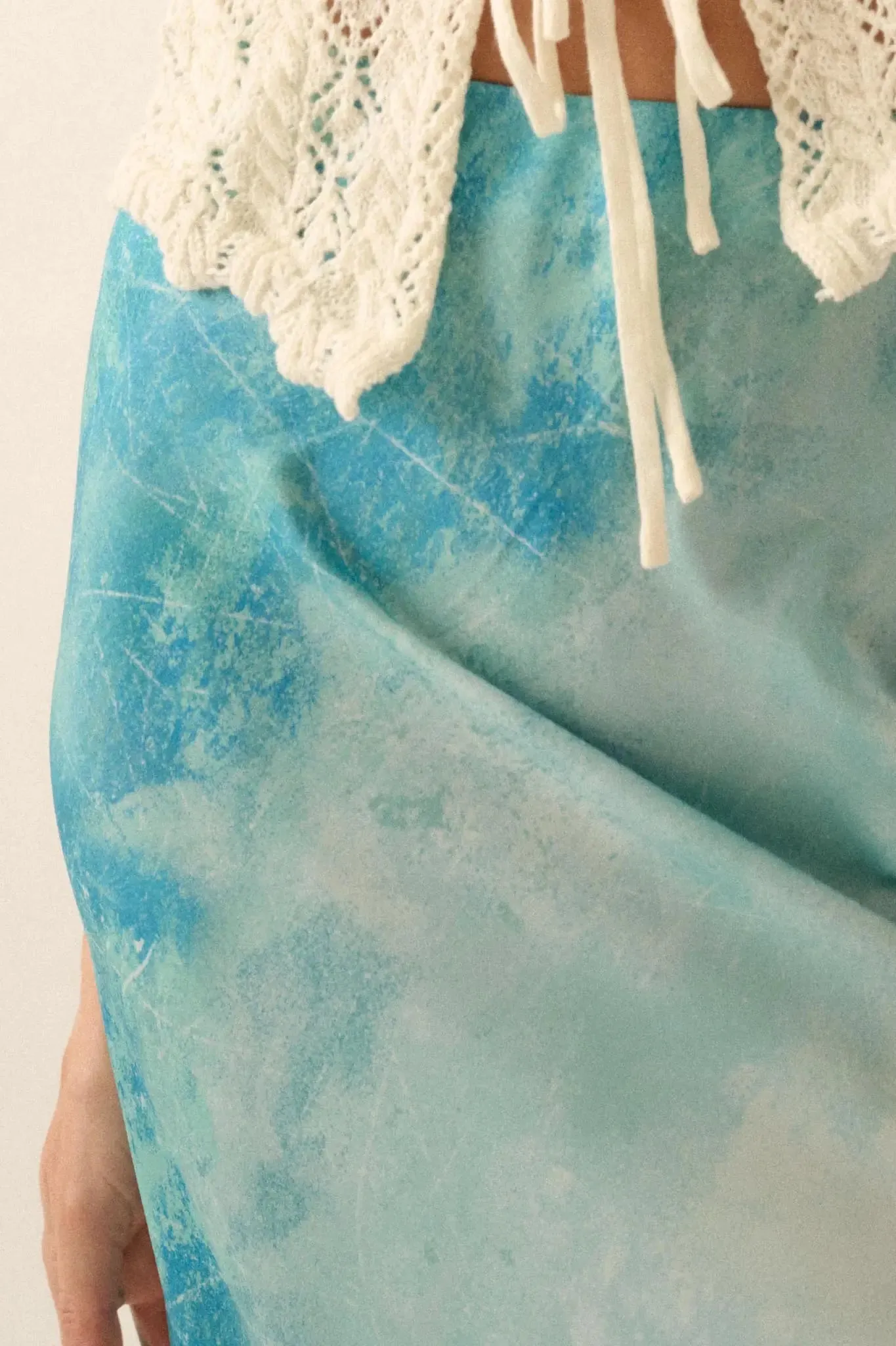 Dancing in the Rain Tie-Dye Satin Maxi Skirt sold by Promesa product image thumbnail 4