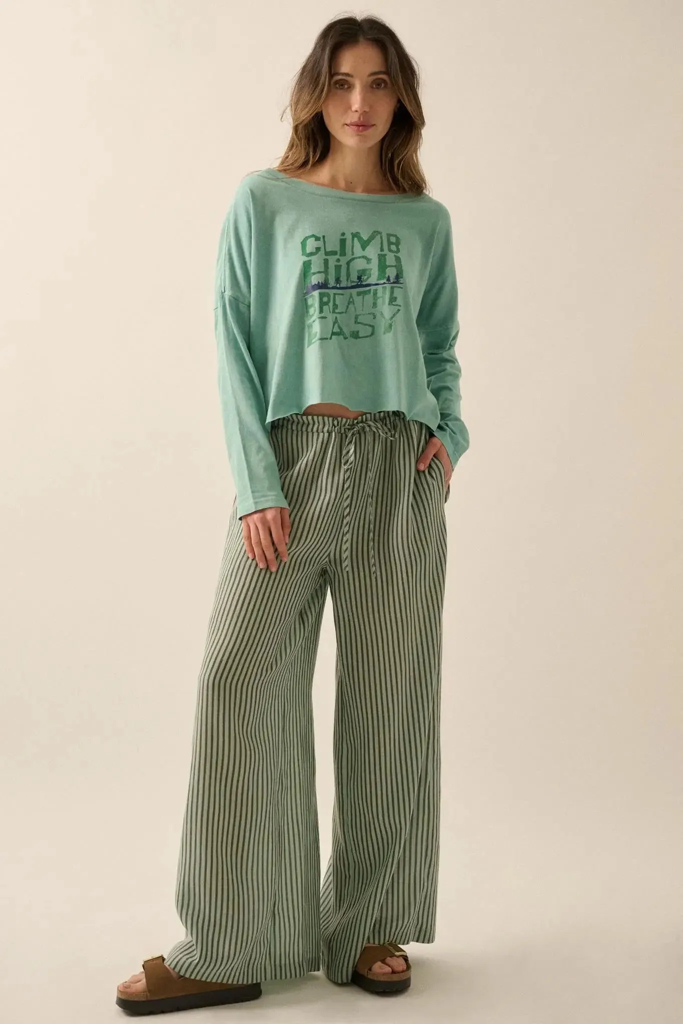 Climb High Cropped Long-Sleeve Graphic Tee sold by Promesa product image thumbnail 3