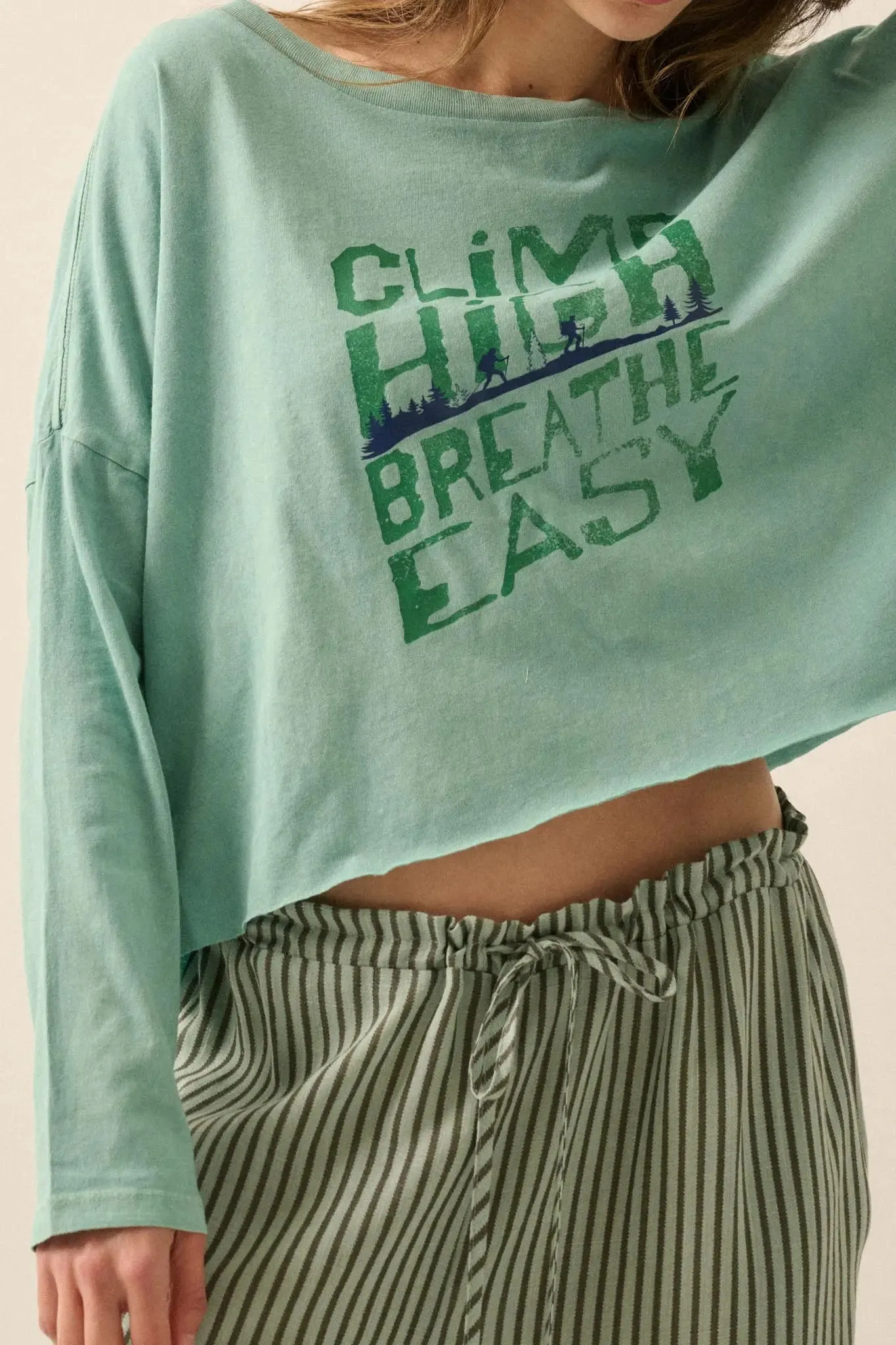 Climb High Cropped Long-Sleeve Graphic Tee sold by Promesa product image thumbnail 2