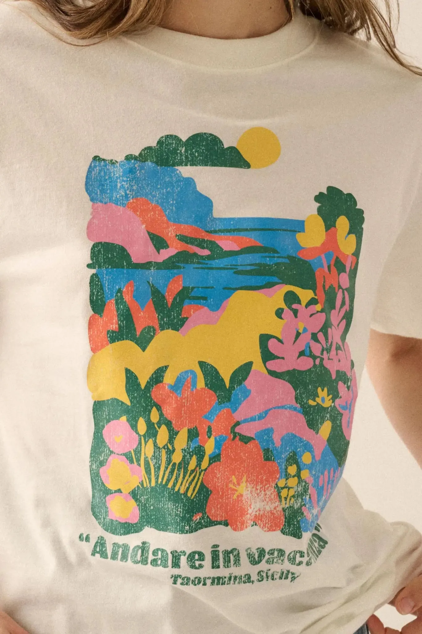 Sicilian Holiday Vintage-Print Floral Graphic Tee sold by Promesa product image thumbnail 2