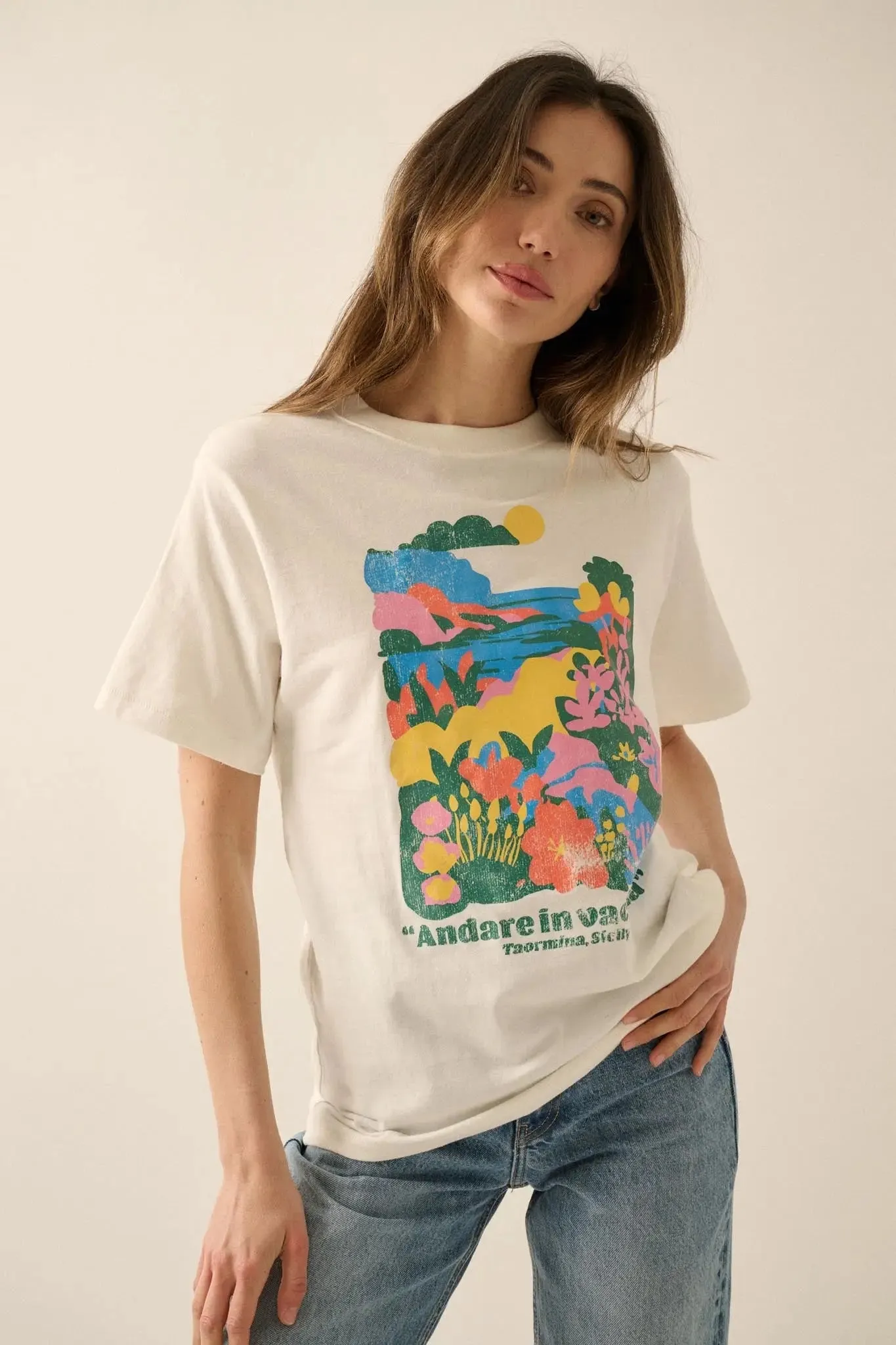 Sicilian Holiday Vintage-Print Floral Graphic Tee sold by Promesa