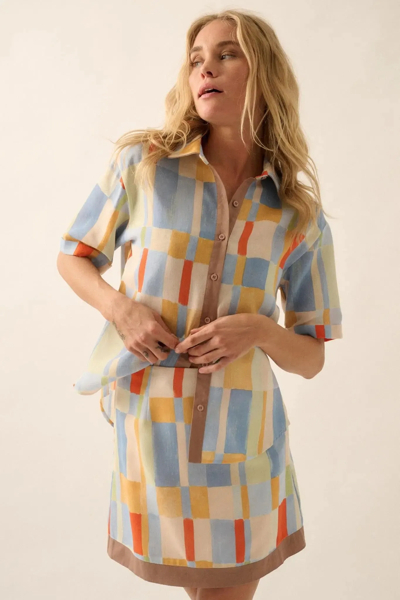 Bright Idea Multicolor Check A-Line Mini Skirt sold by Promesa product image thumbnail 3