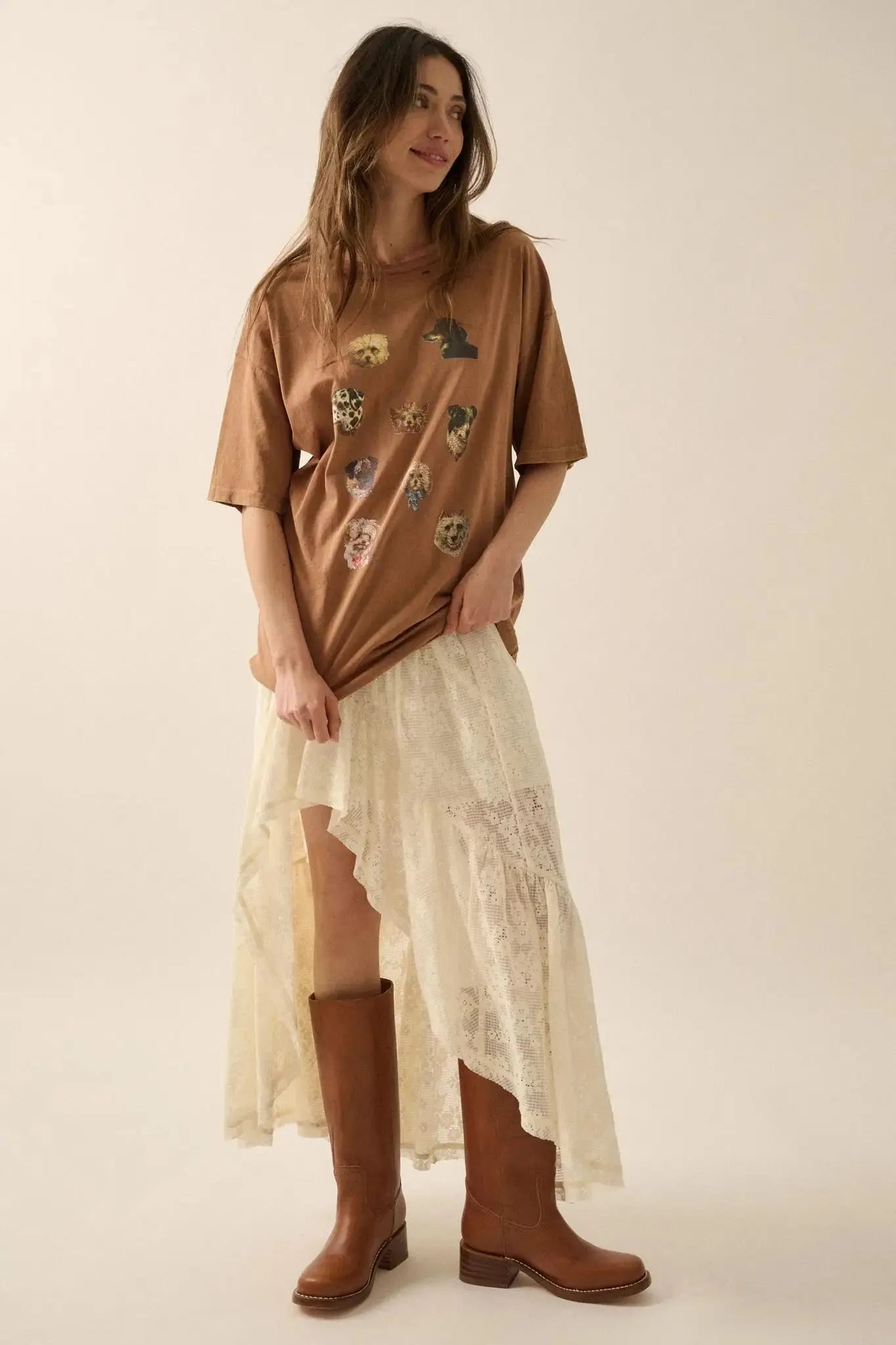 Good Dogs Distressed Oversize Graphic Tee sold by Promesa product image thumbnail 4