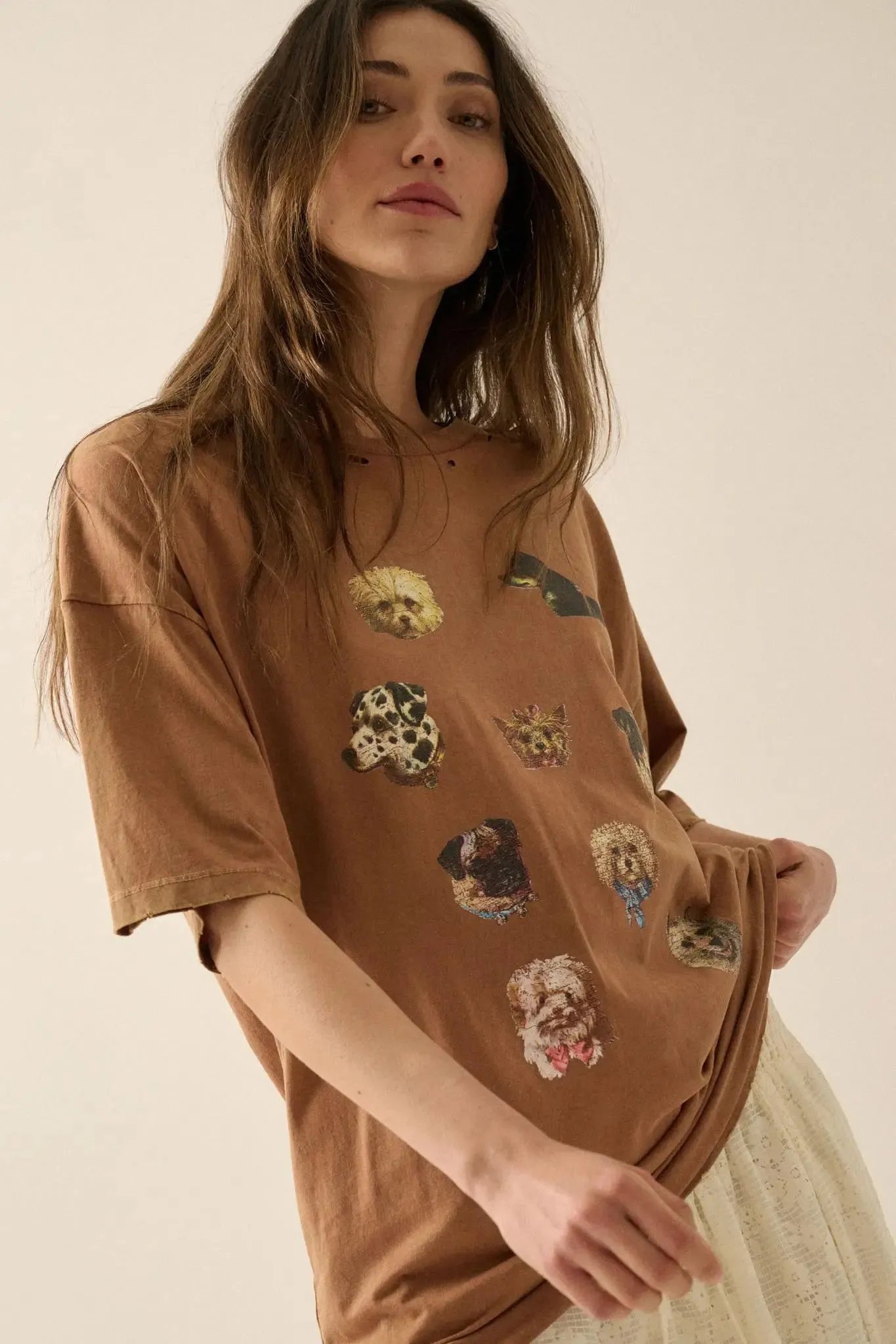 Good Dogs Distressed Oversize Graphic Tee sold by Promesa
