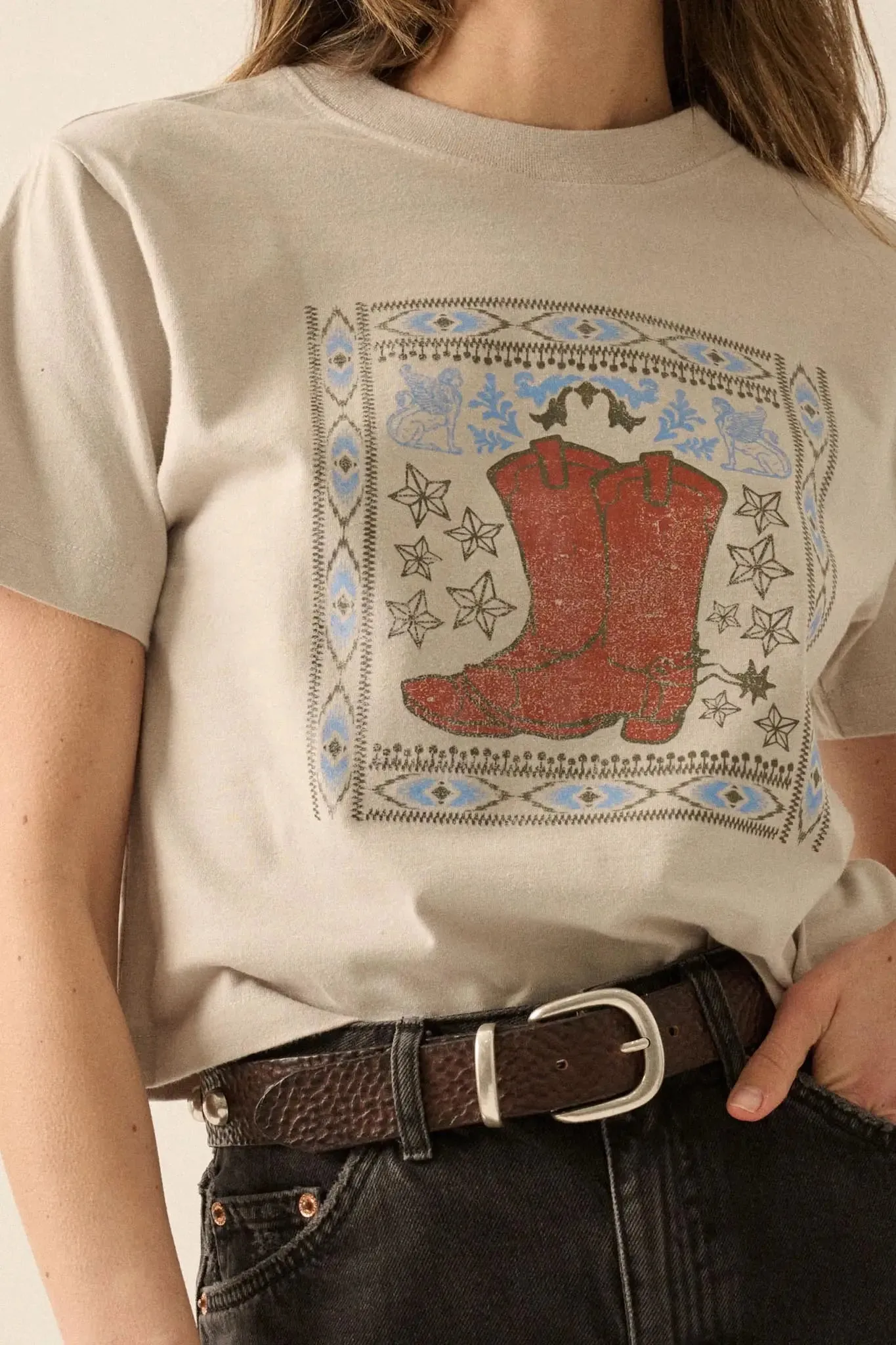 Boots and Beauty Garment Dyed Western Graphic Tee sold by Promesa product image thumbnail 2