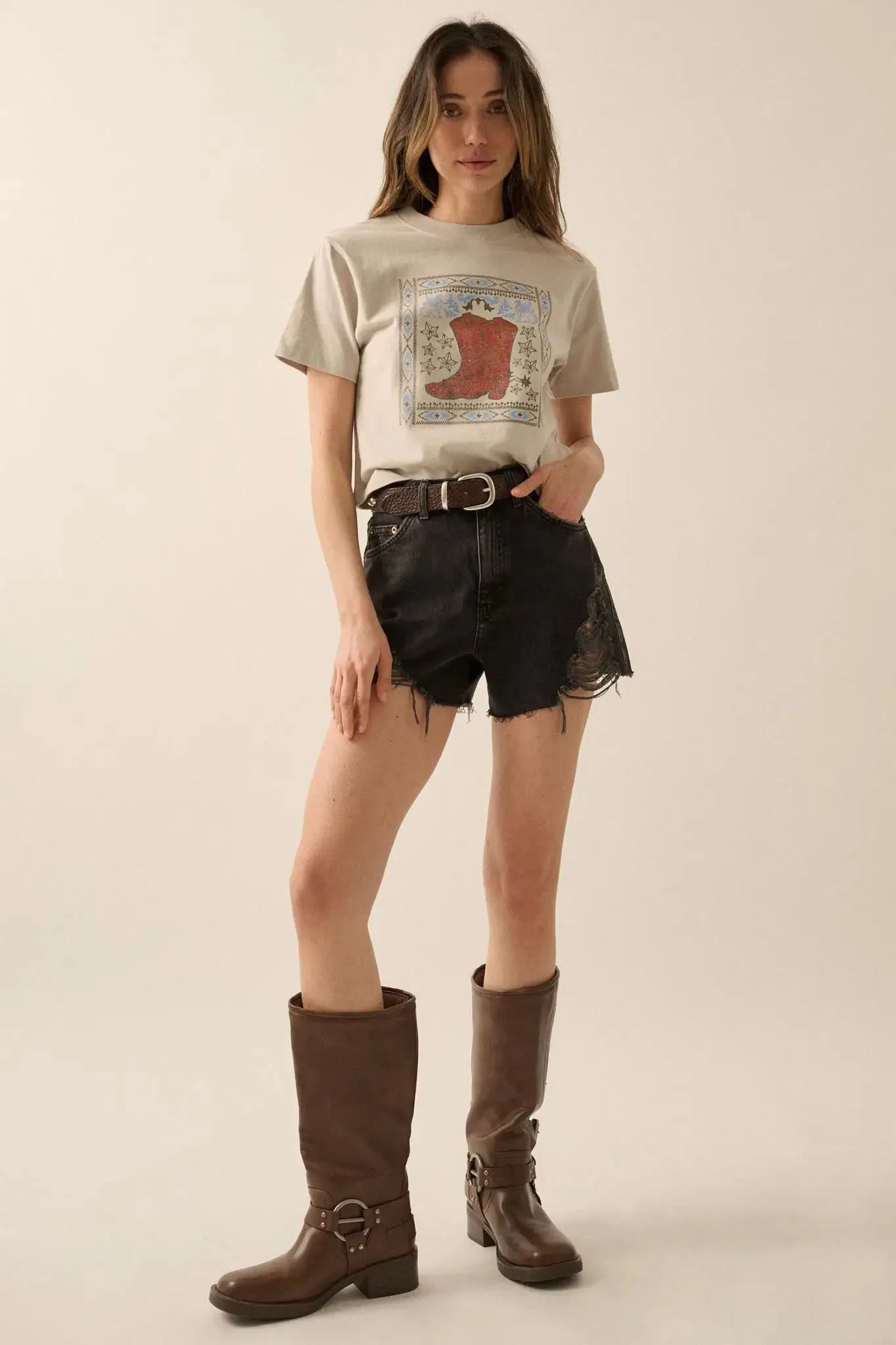 Boots and Beauty Garment Dyed Western Graphic Tee sold by Promesa product image thumbnail 3