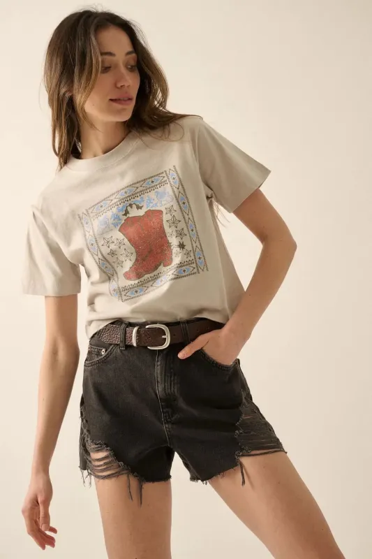 Boots and Beauty Garment Dyed Western Graphic Tee sold by Promesa