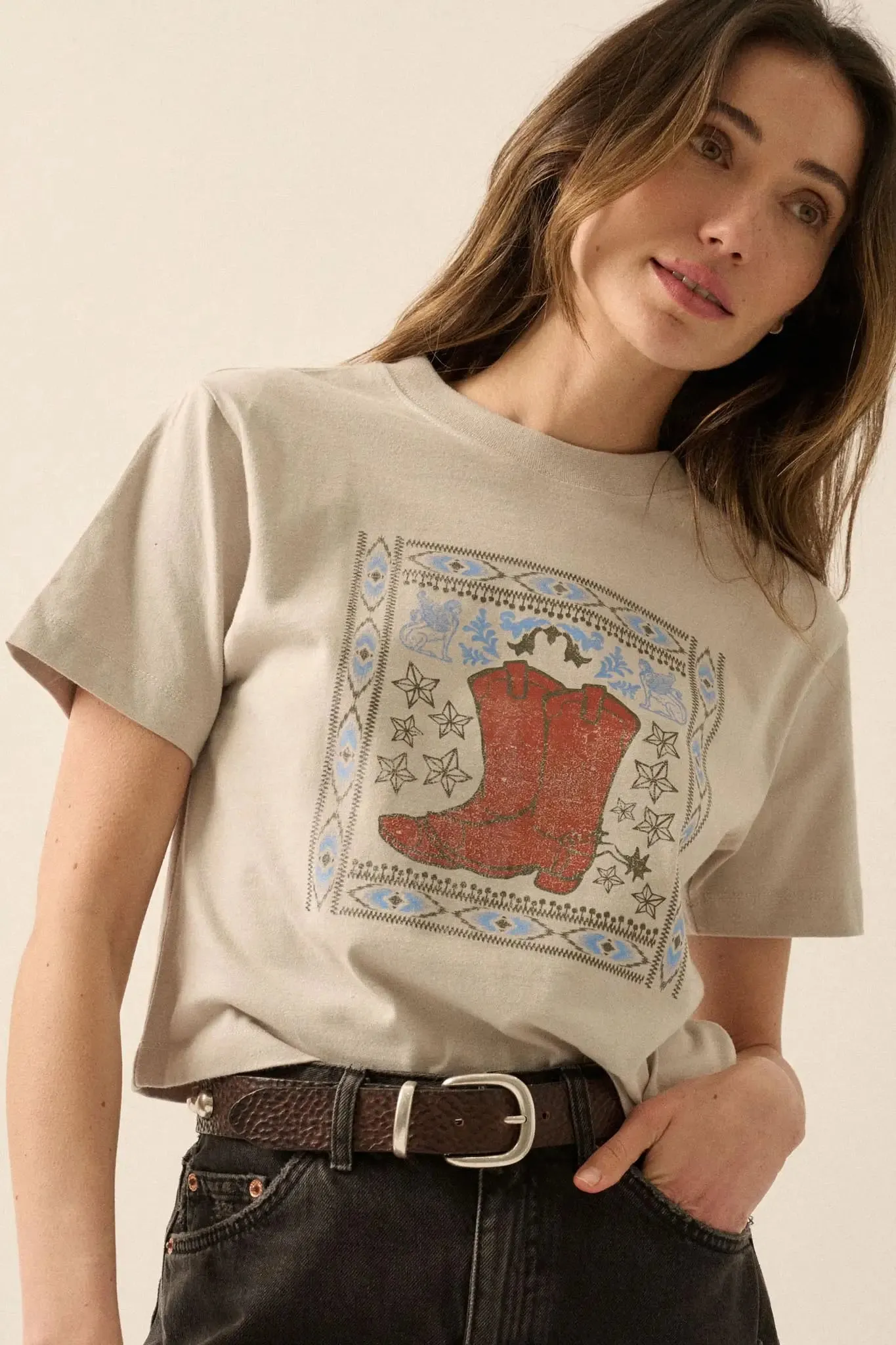 Boots and Beauty Garment Dyed Western Graphic Tee sold by Promesa product image thumbnail 4