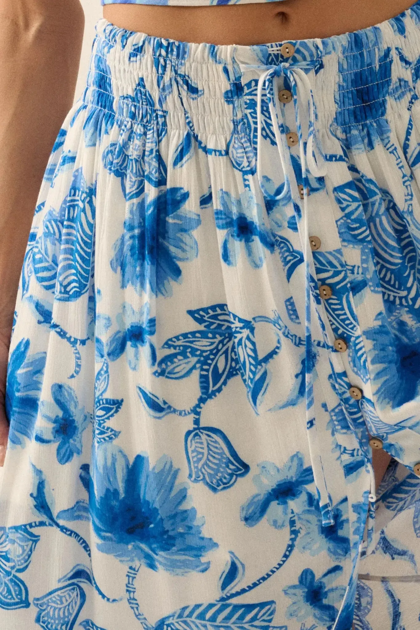 Blossoming Blues Floral Button-Front Maxi Skirt sold by Promesa product image thumbnail 3