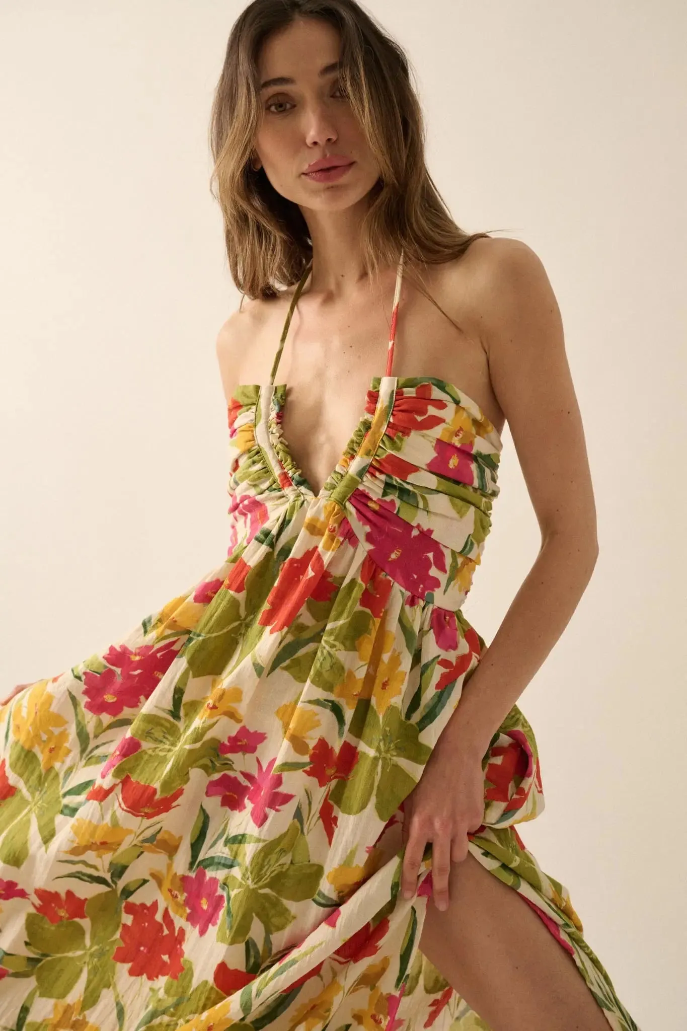 Lovely Luau Tropical Floral Halter Maxi Dress sold by Promesa product image thumbnail 3