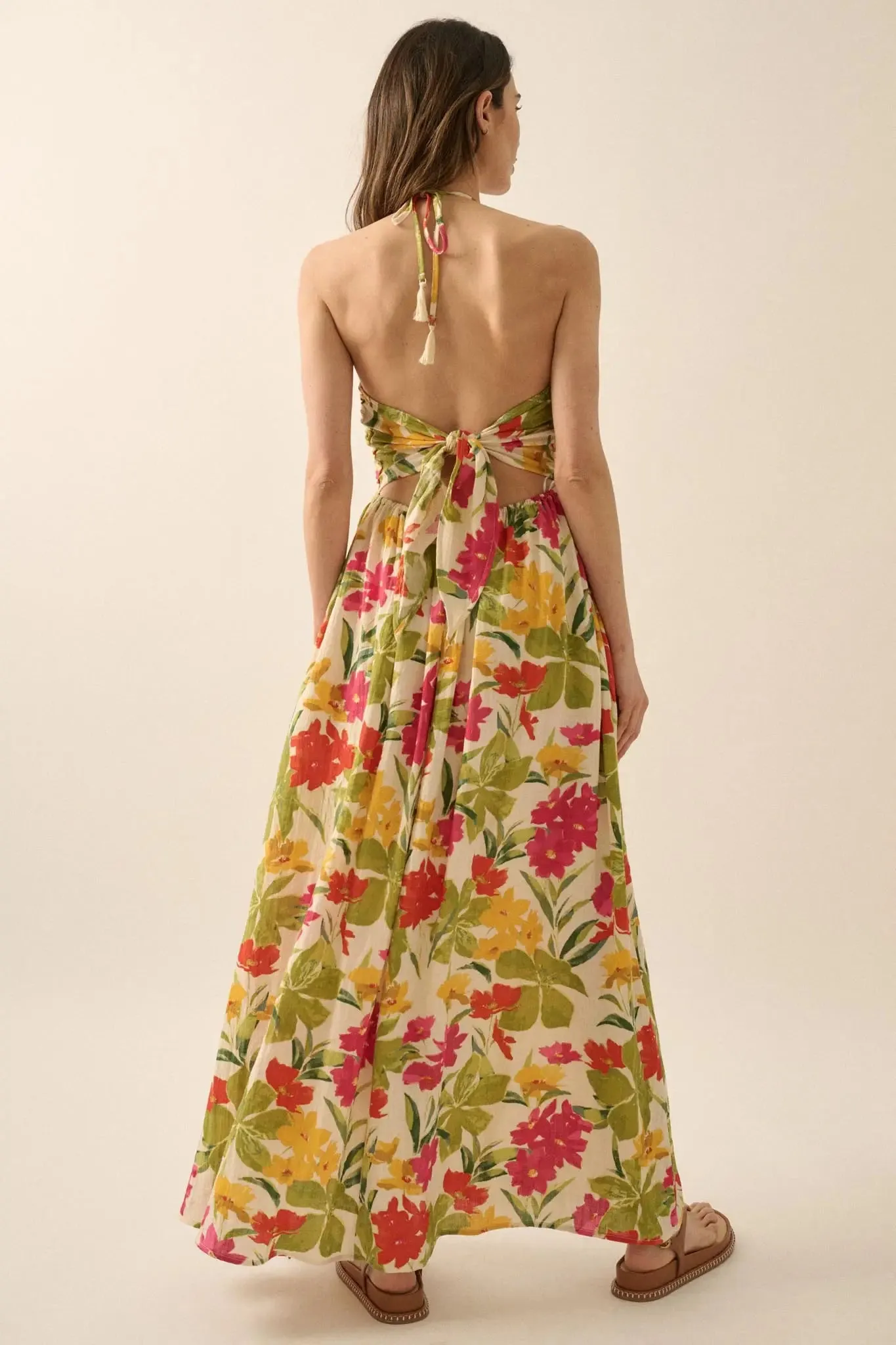 Lovely Luau Tropical Floral Halter Maxi Dress sold by Promesa product image thumbnail 2