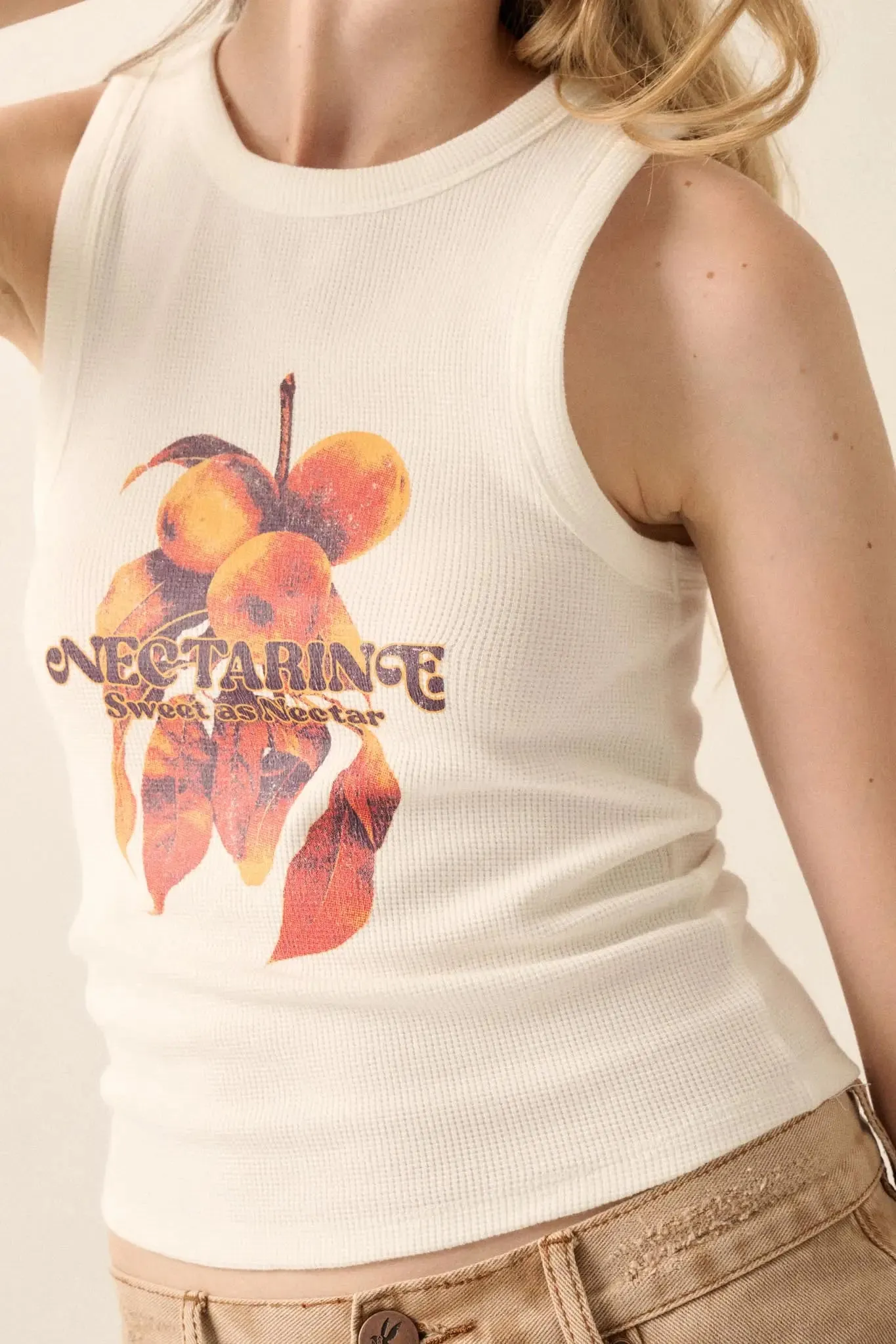 Sweet Nectarine Crew-Neck Thermal Graphic Tank Top sold by Promesa product image thumbnail 2